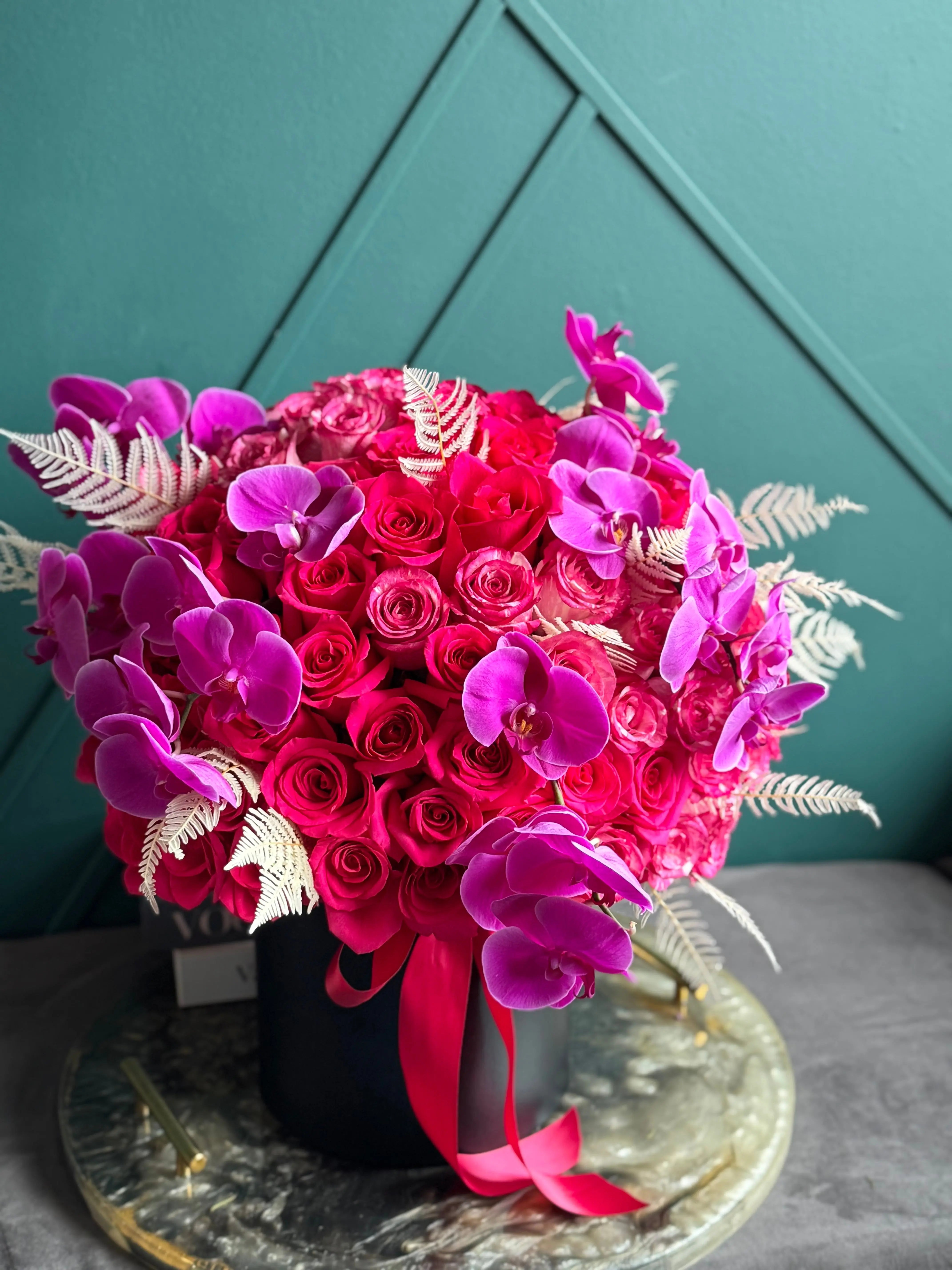 Roses and Phalaenopsis Orchid Arrangement | Luxury Flowers buy online Luxury Flowers Miami