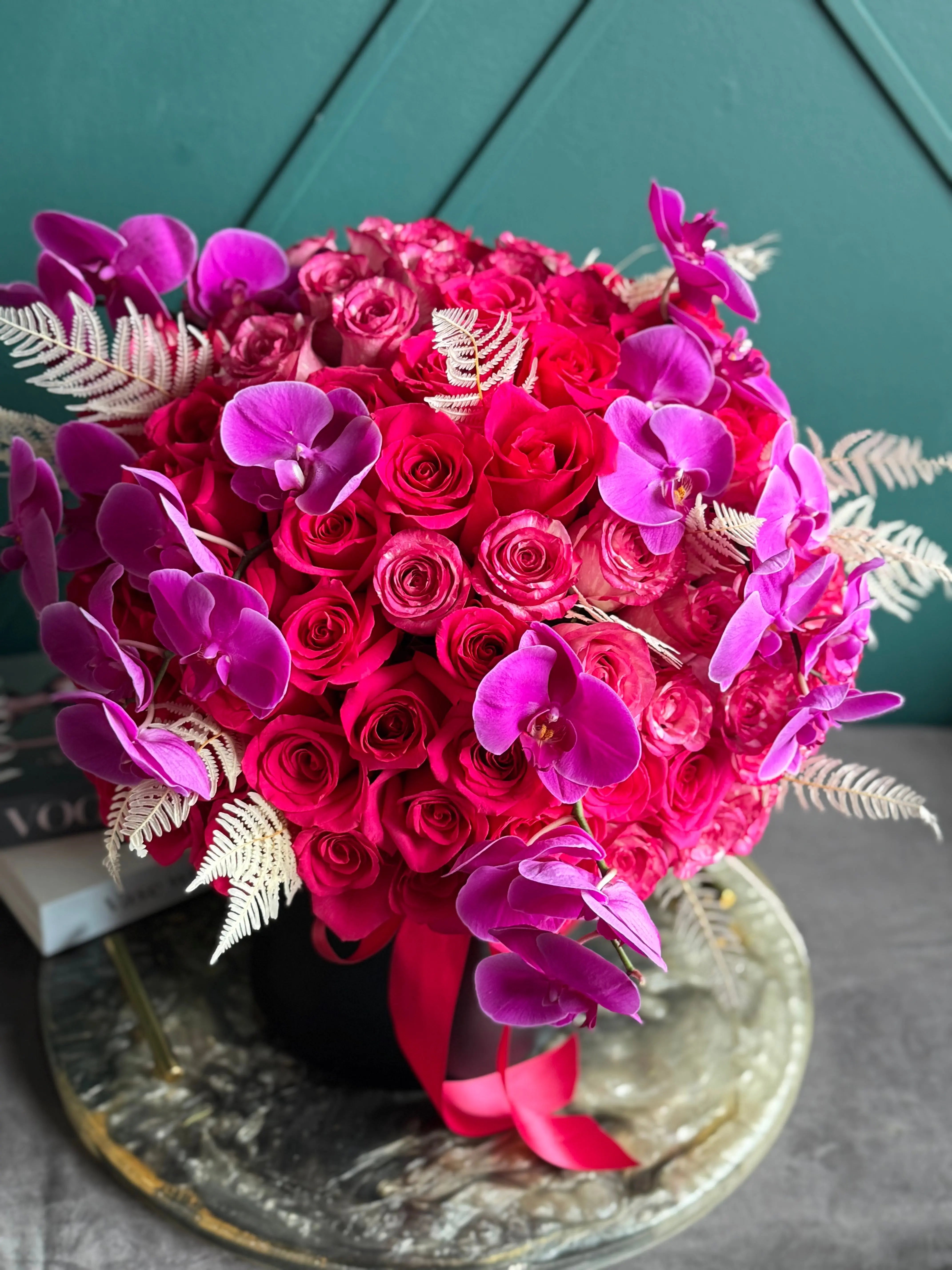 Roses and Phalaenopsis Orchid Arrangement | Luxury Flowers buy online Luxury Flowers Miami