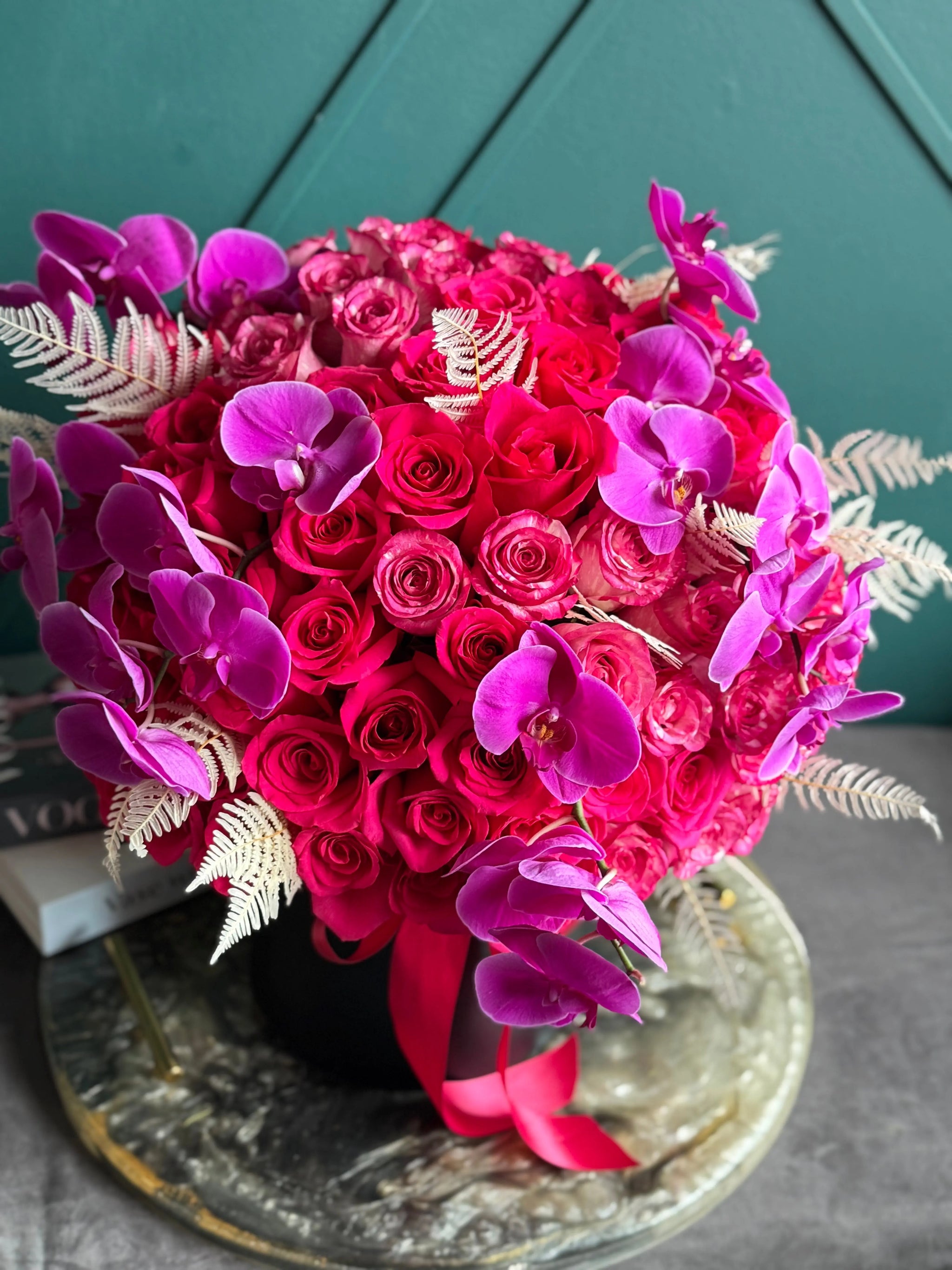 Roses and Phalaenopsis Orchid Arrangement | Luxury Flowers buy online Luxury Flowers Miami