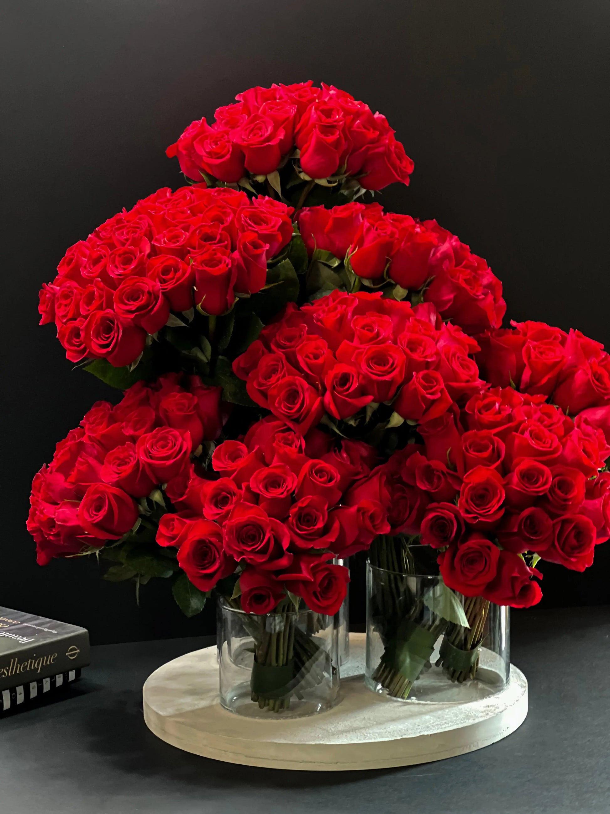 Amore | 200 Roses in custom cement tray buy online Luxury Flowers Miami