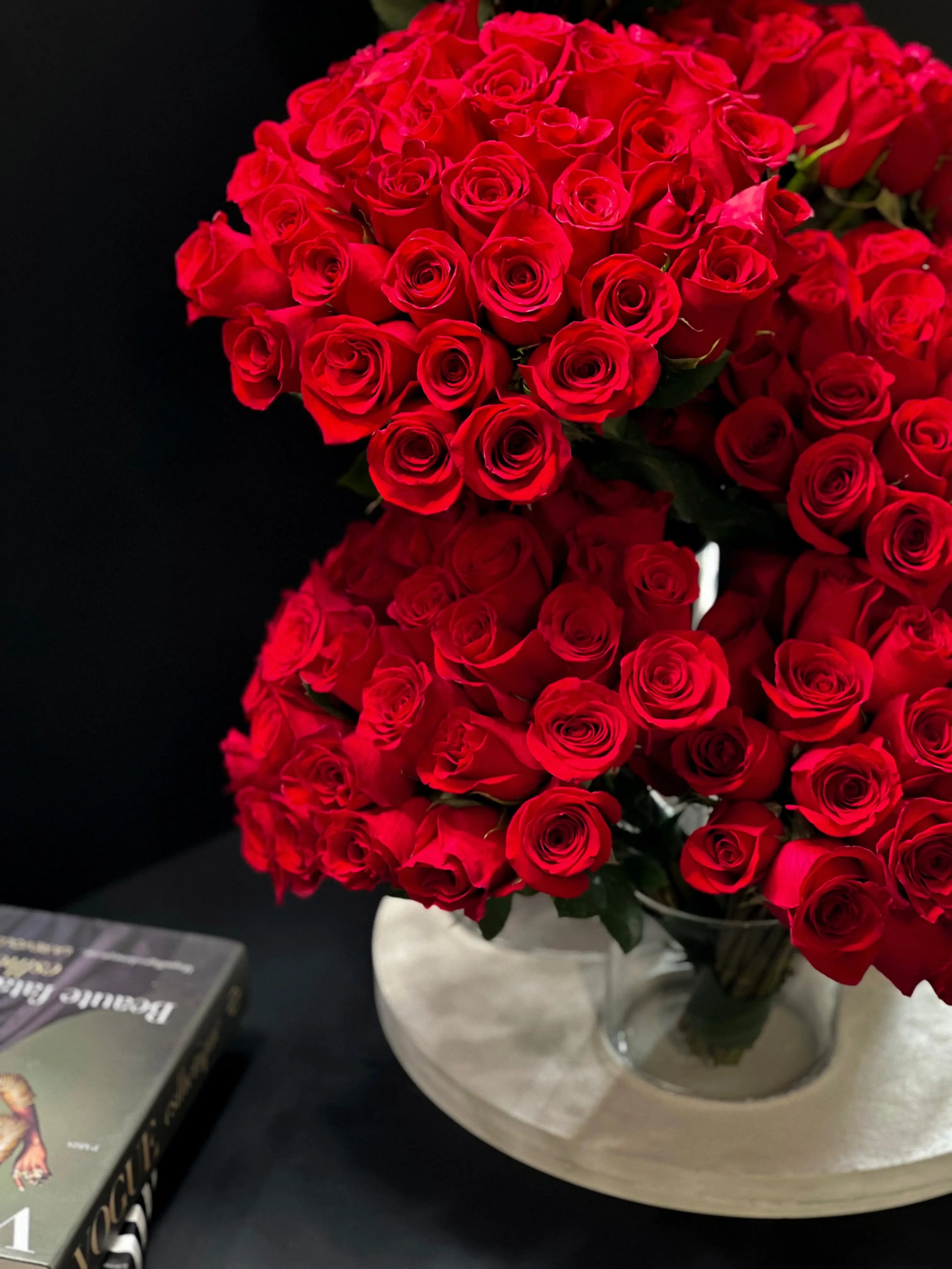 Amore | 200 Roses in custom cement tray buy online Luxury Flowers Miami