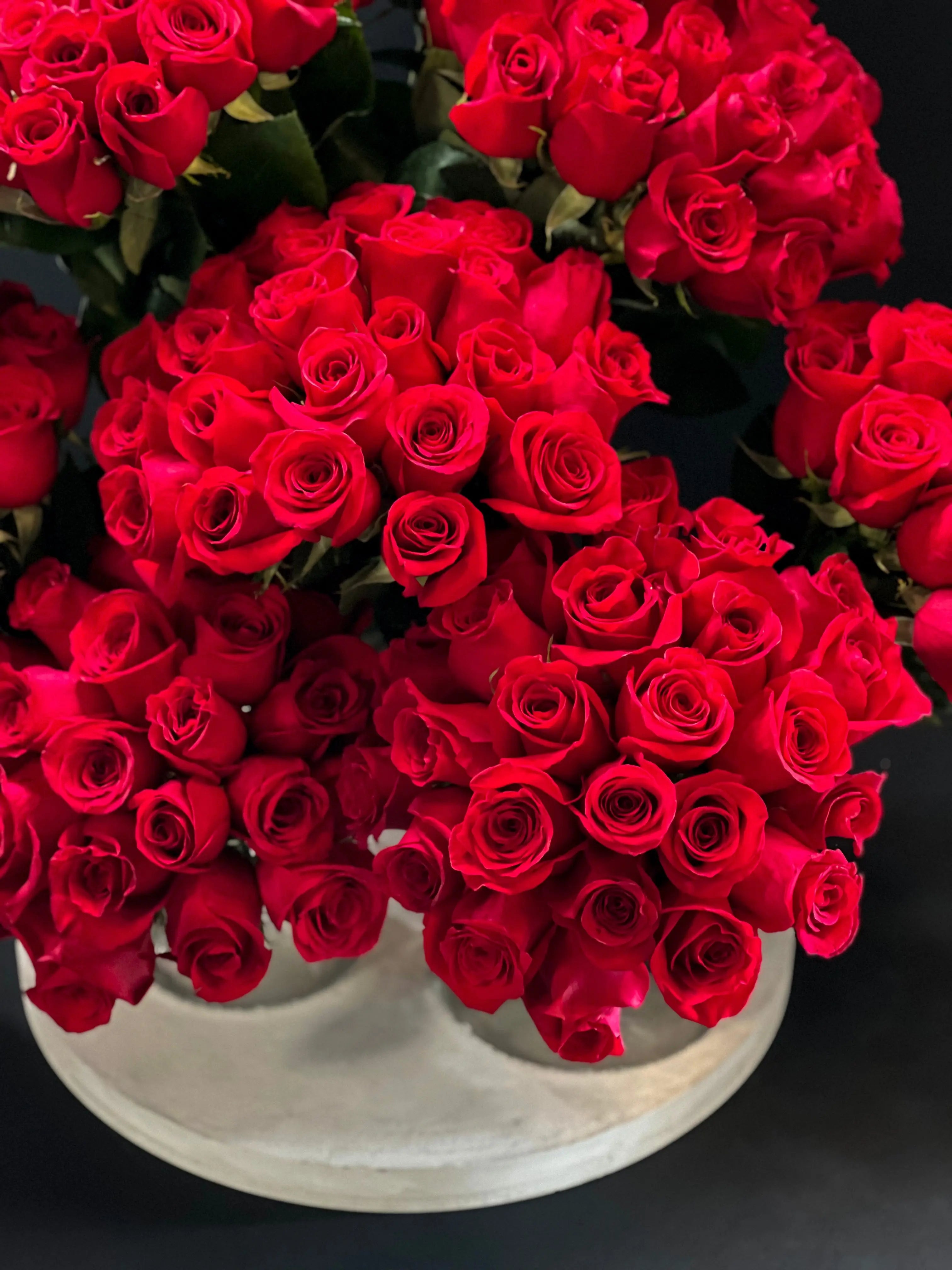 Amore | 200 Roses in custom cement tray buy online Luxury Flowers Miami