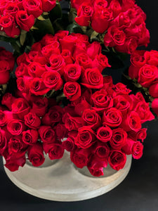 Amore | 200 Roses in custom cement tray buy online Luxury Flowers Miami