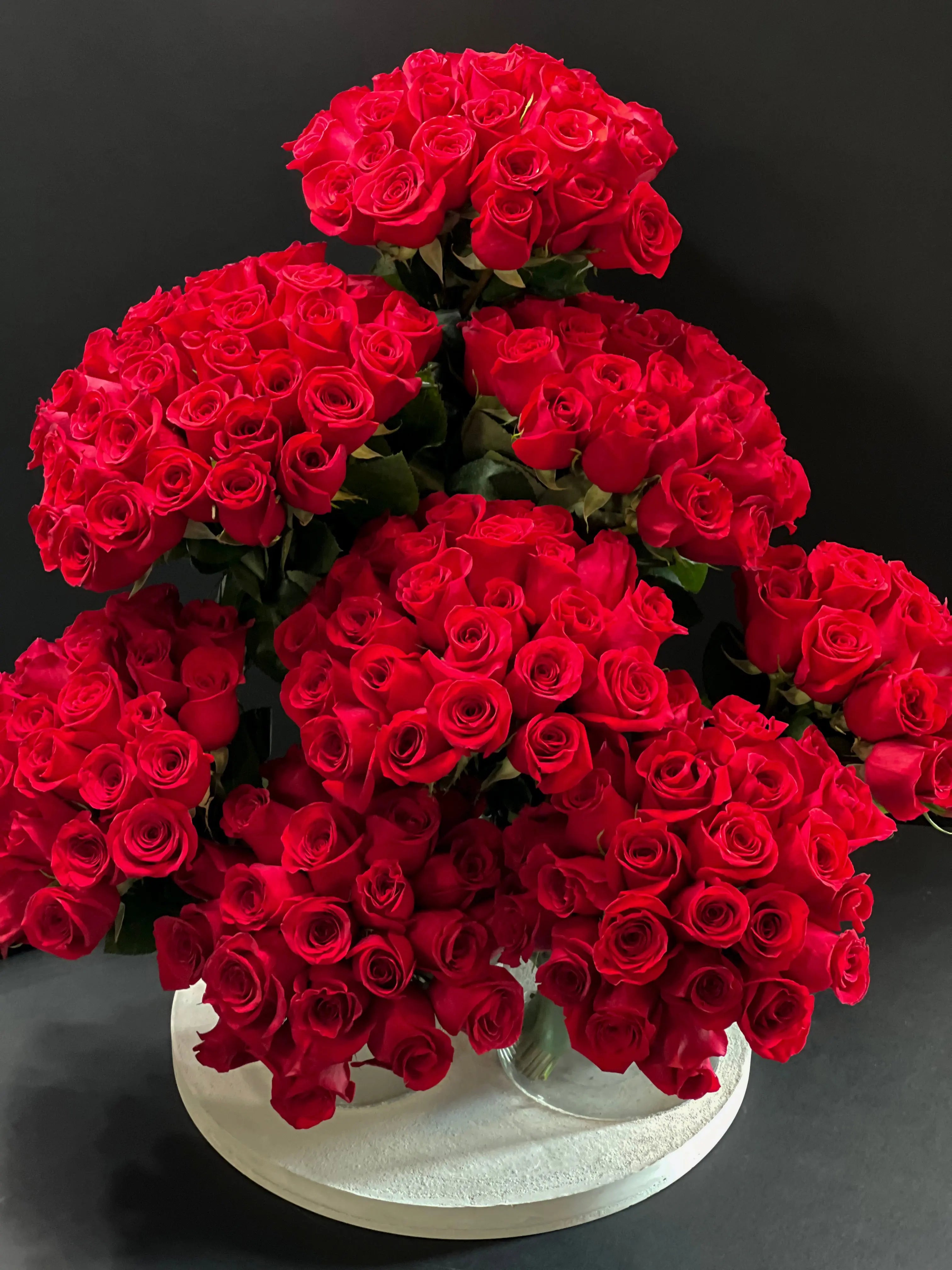 Amore | 200 Roses in custom cement tray buy online Luxury Flowers Miami