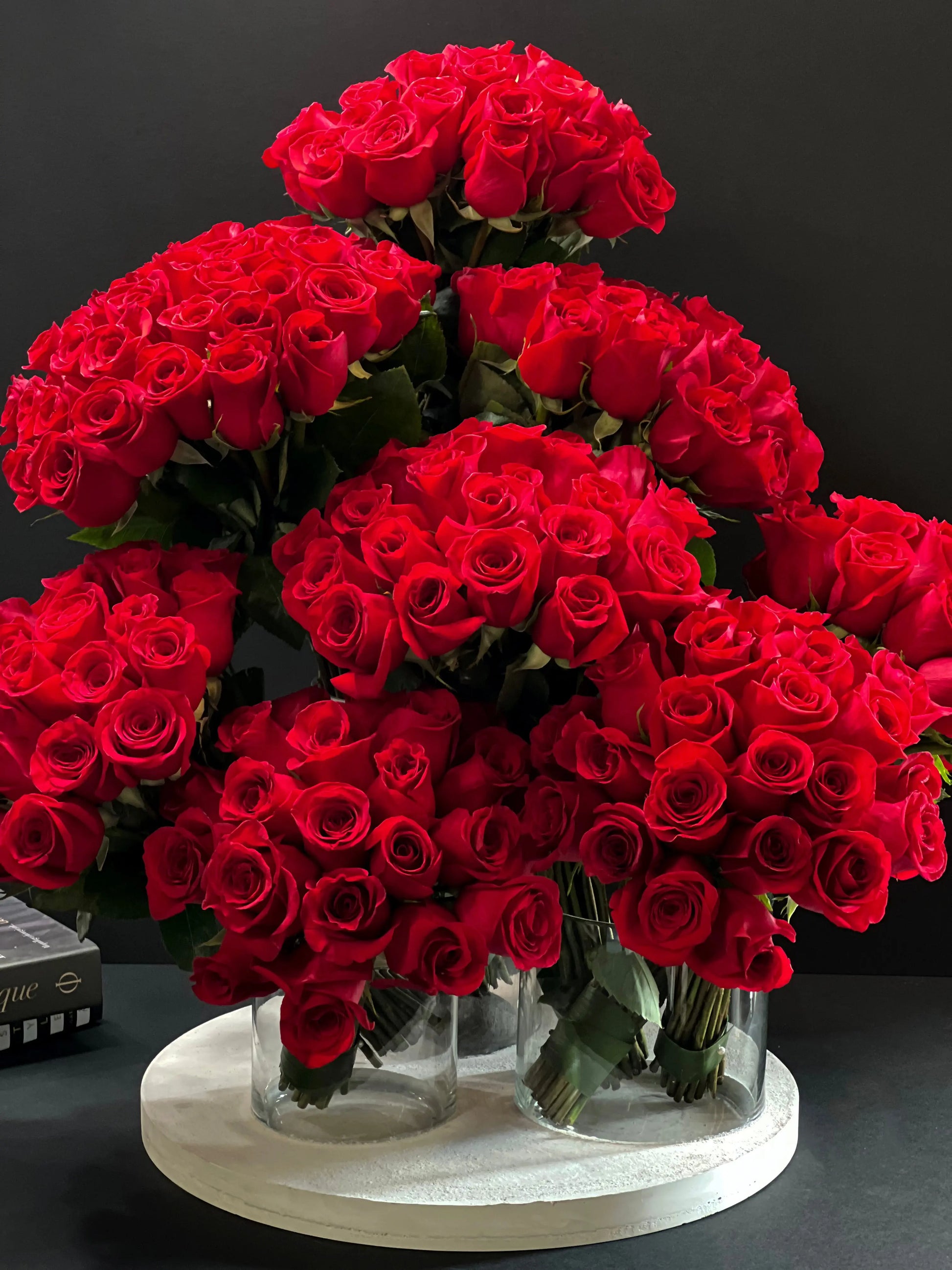 Amore | 200 Roses in custom cement tray buy online Luxury Flowers Miami