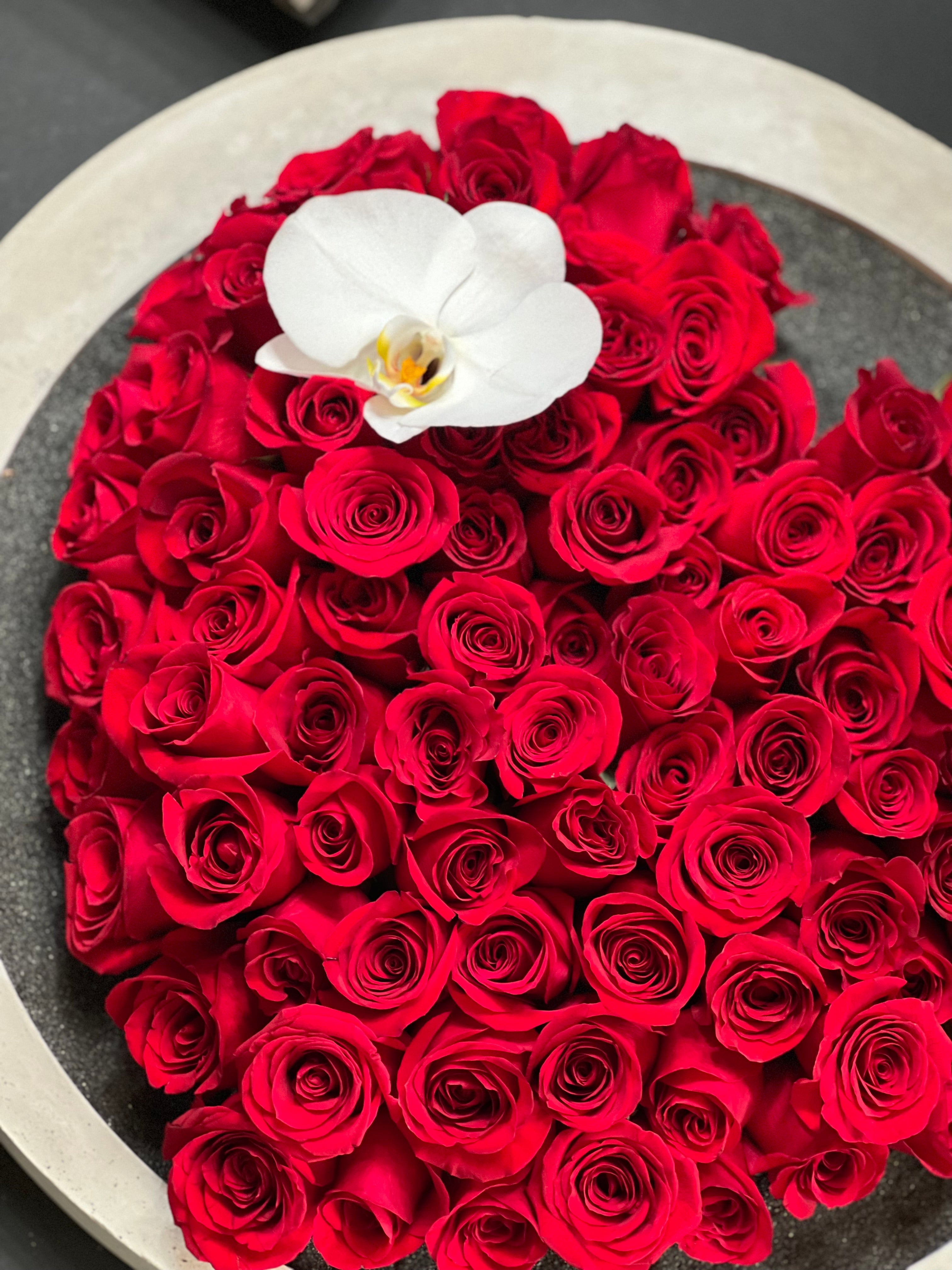 Luxury Red Rose Tray – Handmade Cement Floral Design Miami