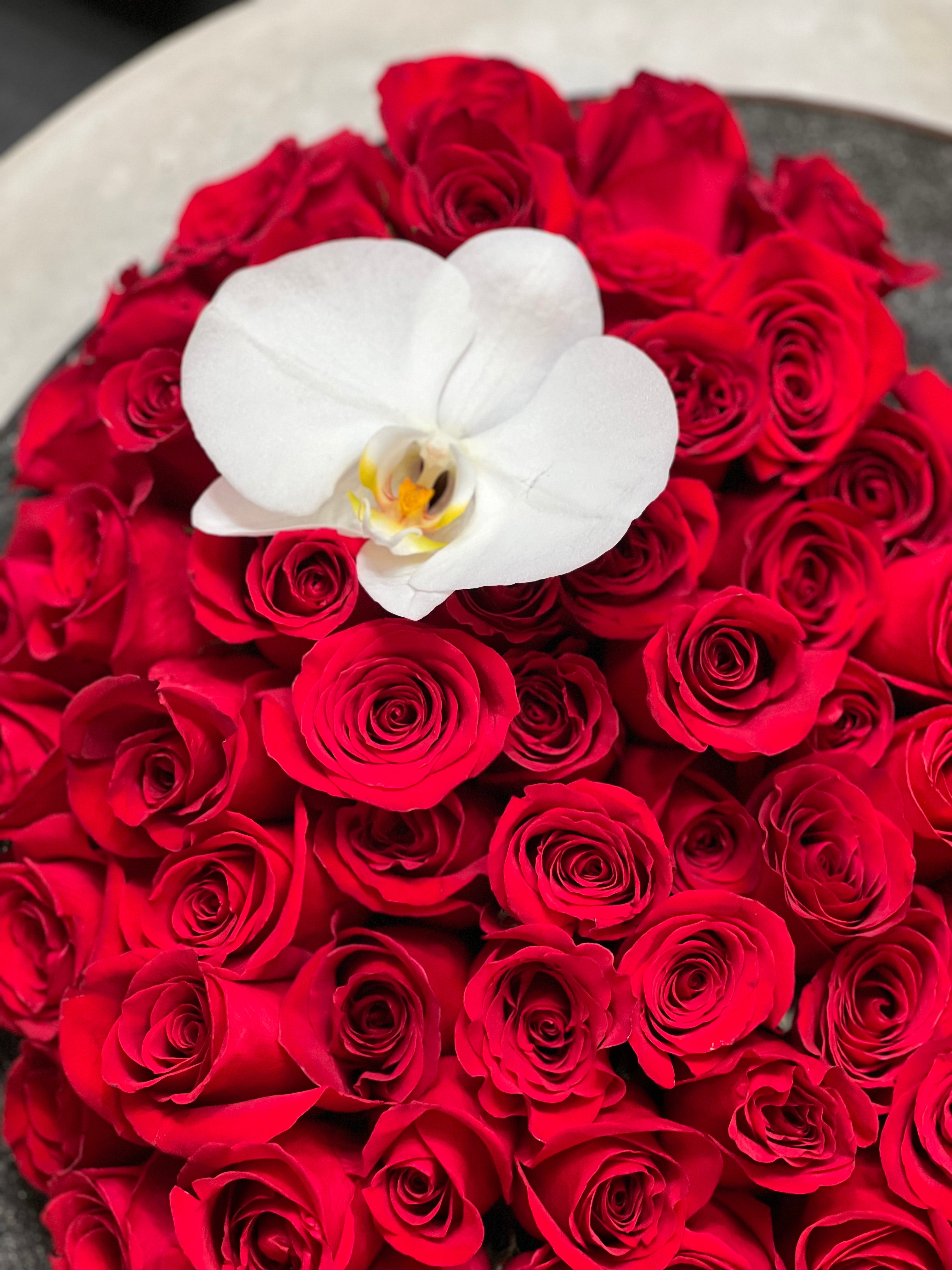 Luxury Red Rose Tray – Handmade Cement Floral Design Miami