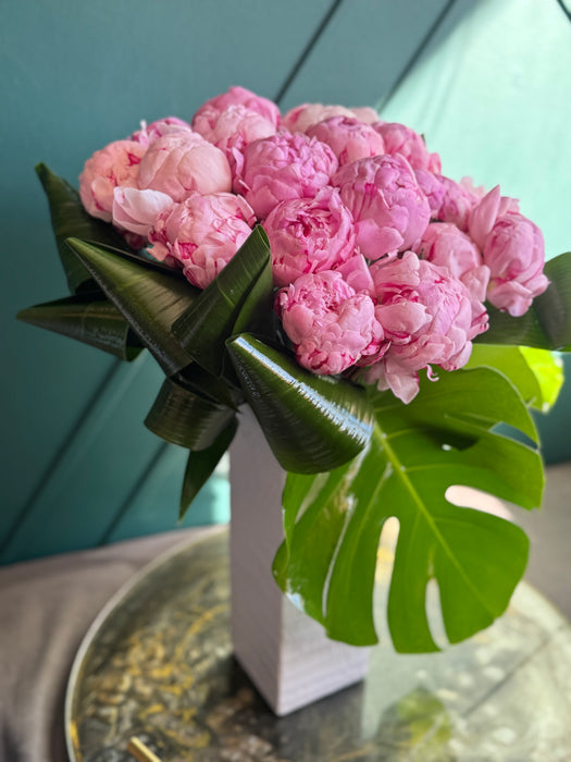 24 Peonies Arrangement | Ceramic Tall Vase Luxury Flowers