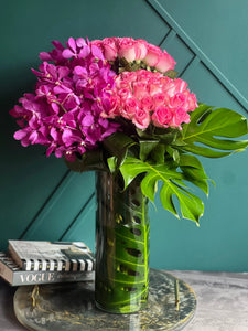 Roses & Mokara Orchids Arrangement | Luxury Tropical Floral Design buy online Luxury Flowers Miami