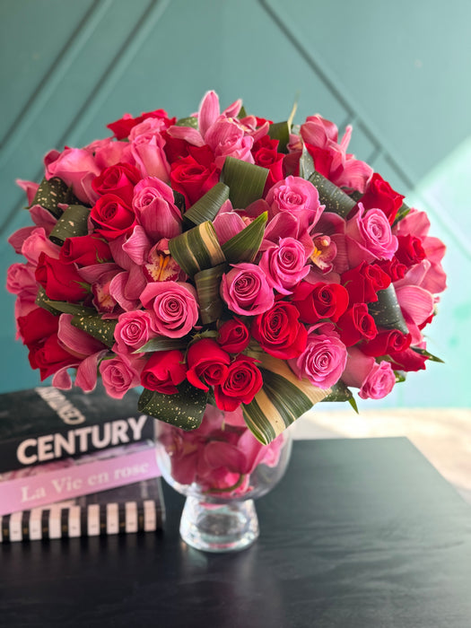 Imperial Bloom — 125 Roses & Cymbidium Orchids