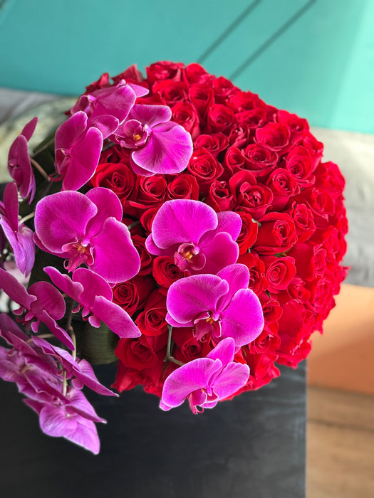 Forever Yours — 150 Red Roses & Phalaenopsis Orchids