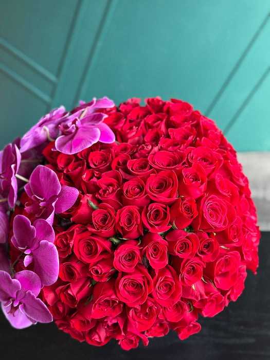Forever Yours — 150 Red Roses & Phalaenopsis Orchids