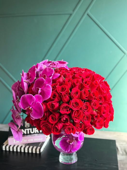 Forever Yours — 150 Red Roses & Phalaenopsis Orchids