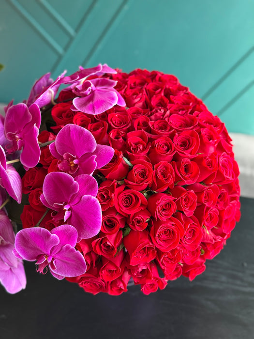 Forever Yours — 150 Red Roses & Phalaenopsis Orchids