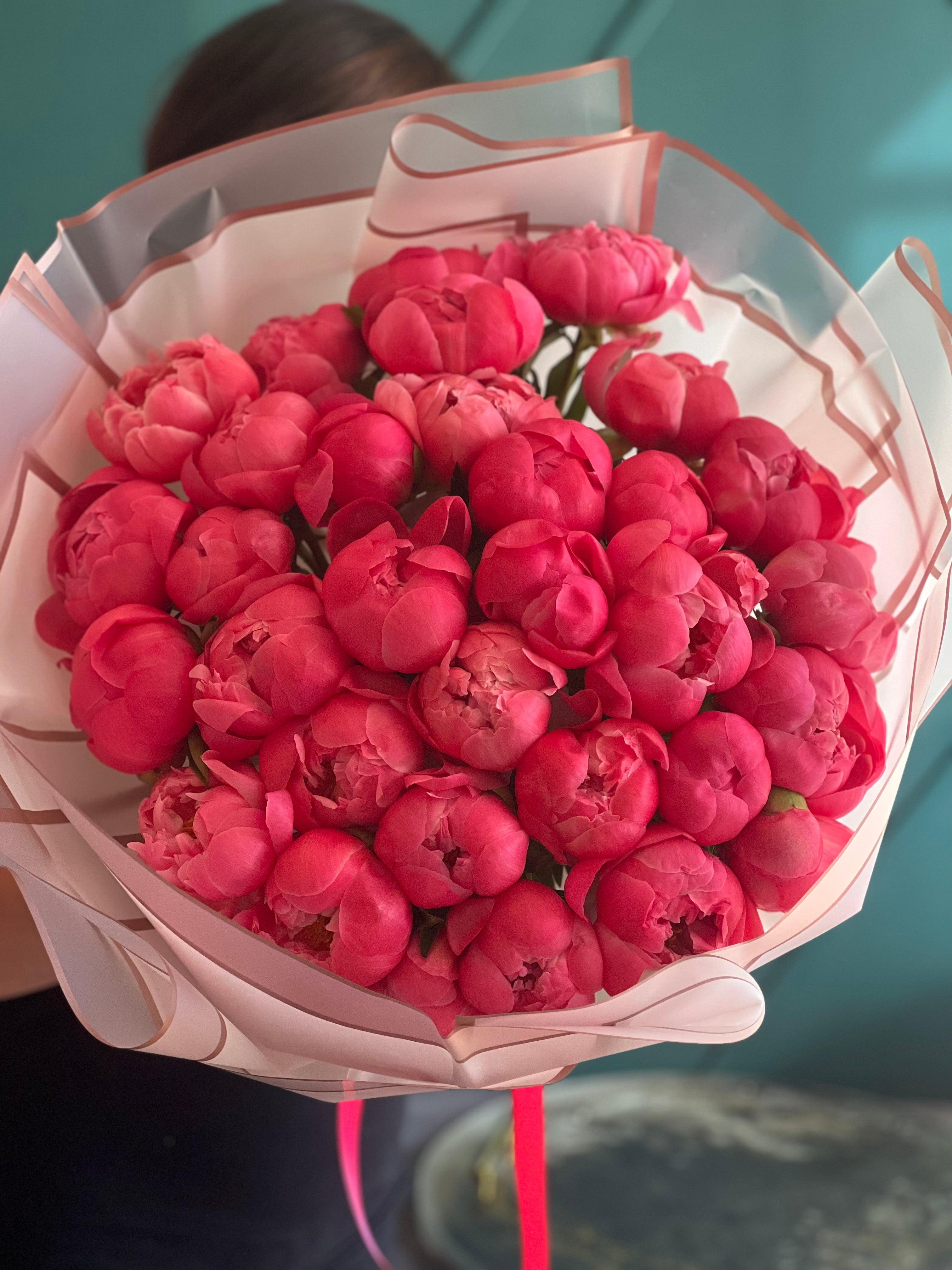 50 Coral Peonies Bouquet
