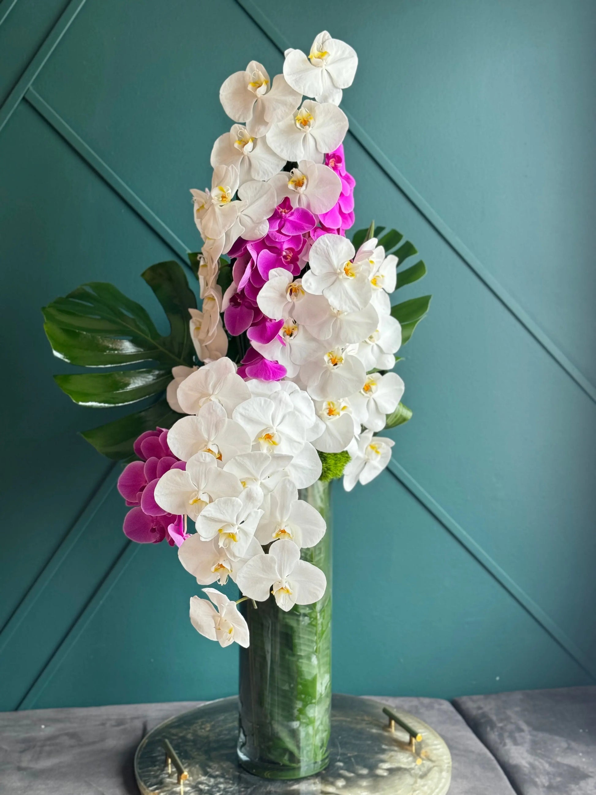 Tall Modern Design | Orchid Cascade buy online Luxury Flowers Miami