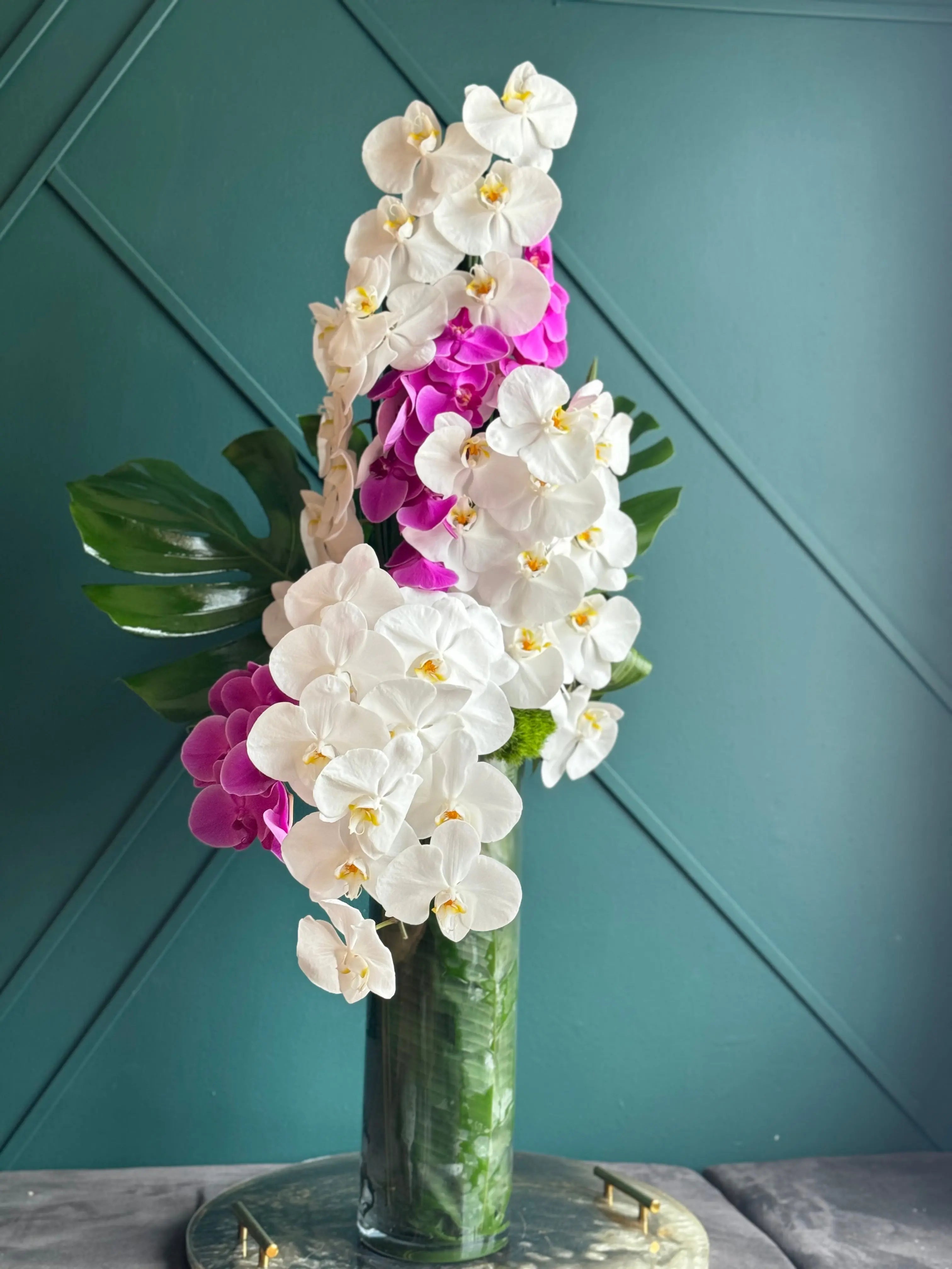 Tall Modern Design | Orchid Cascade buy online Luxury Flowers Miami