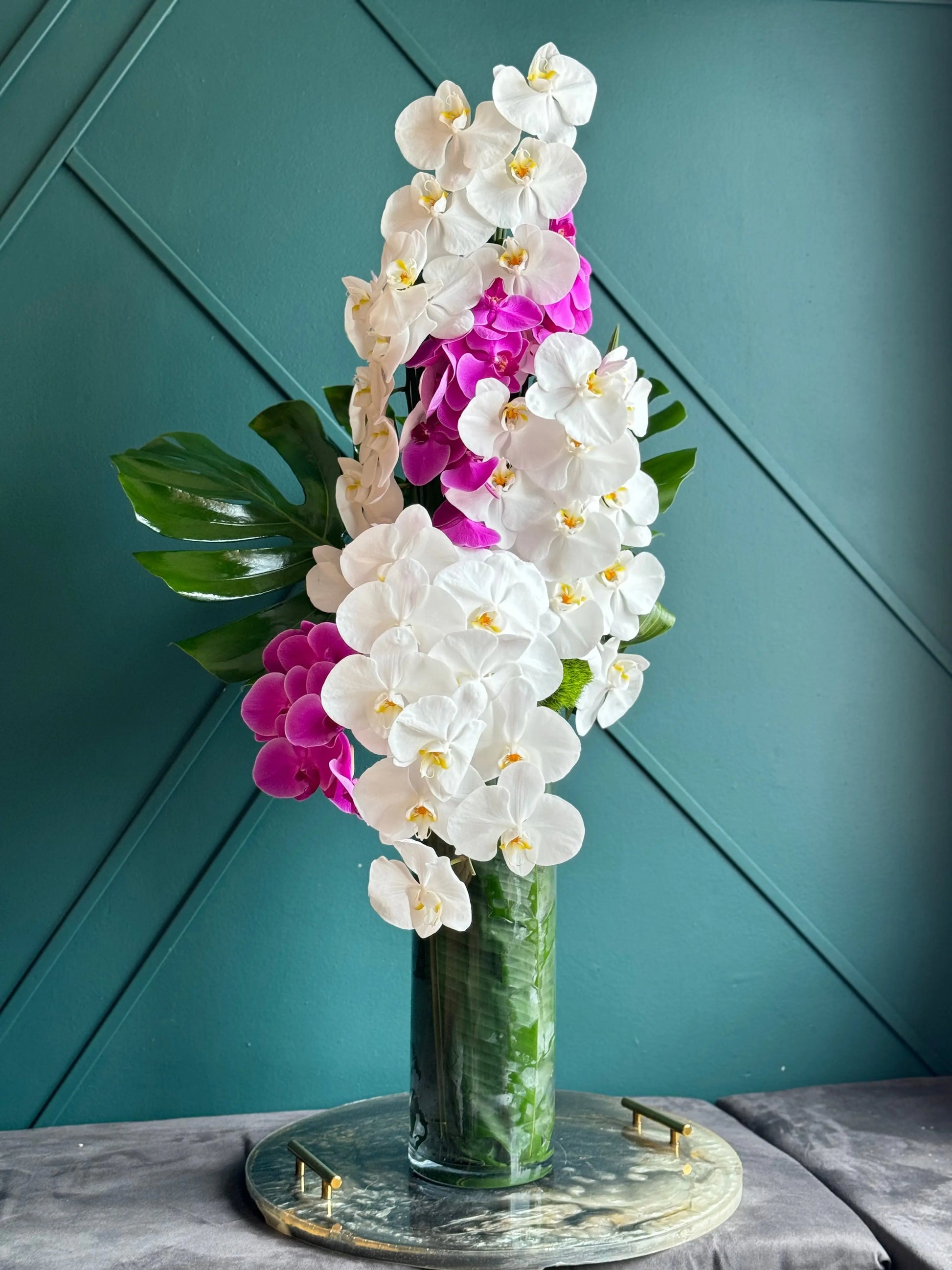 Tall Modern Design | Orchid Cascade buy online Luxury Flowers Miami