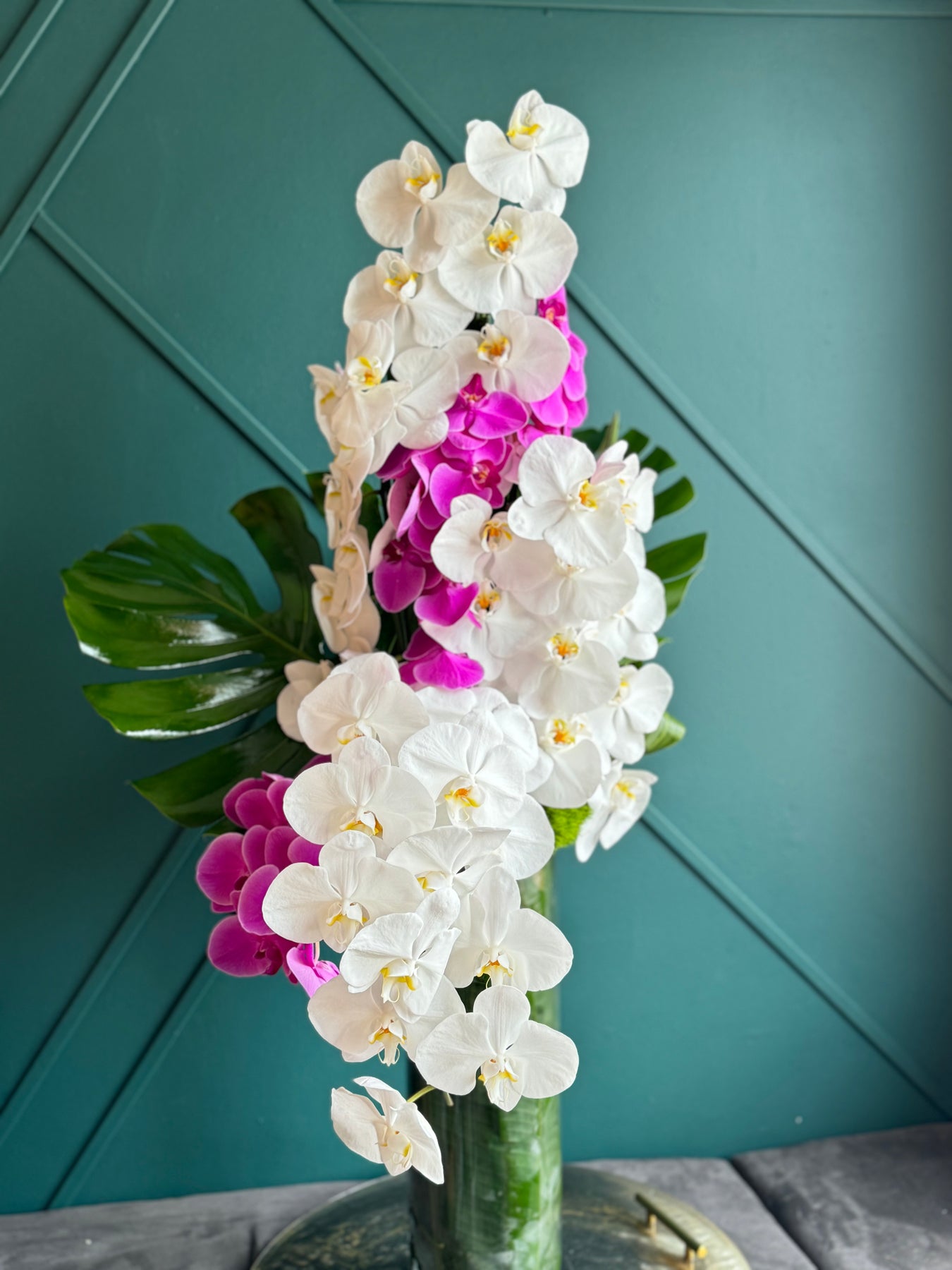 Tall Modern Design | Orchid Cascade buy online Luxury Flowers Miami