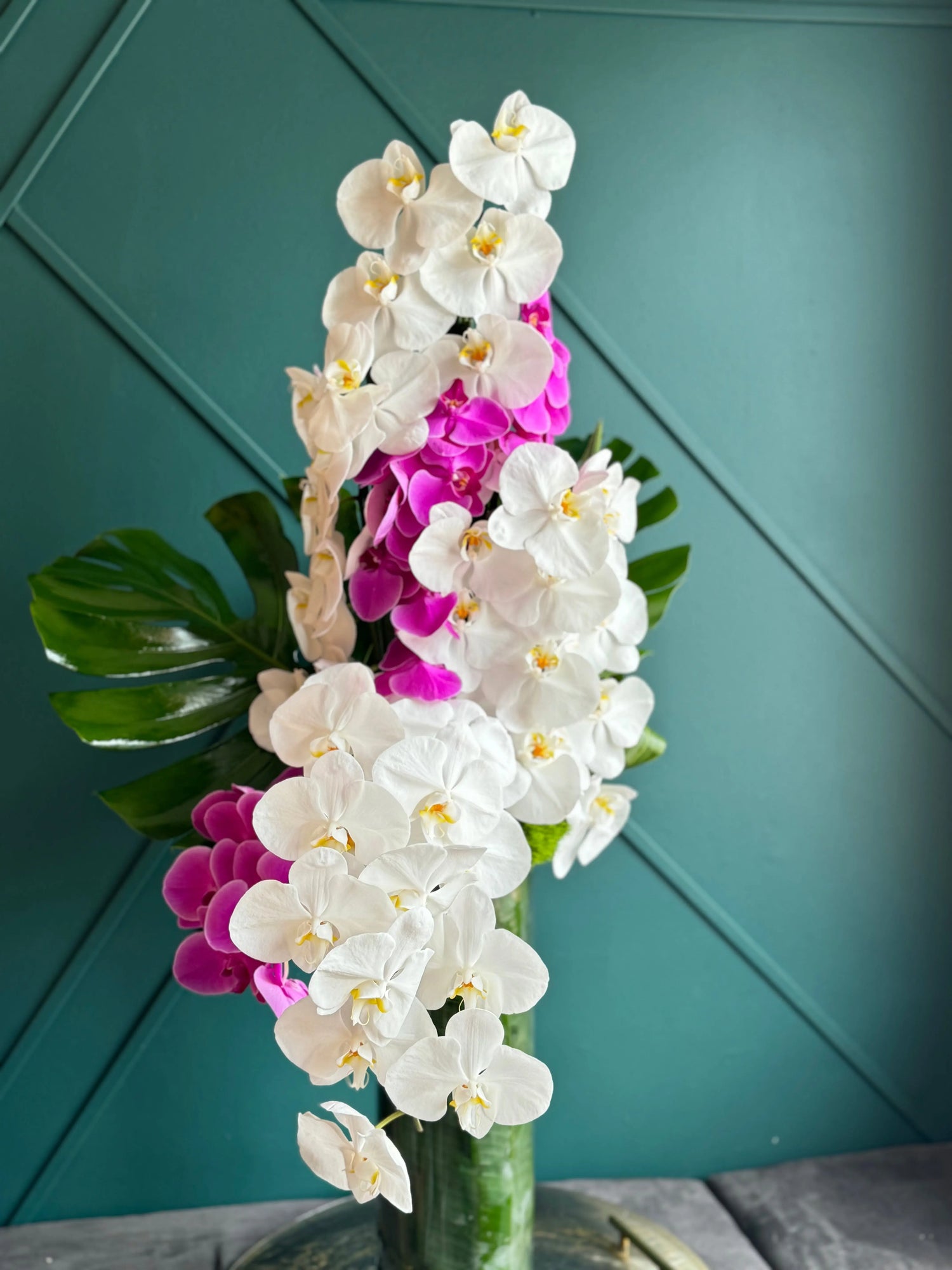 Tall Modern Design | Orchid Cascade buy online Luxury Flowers Miami
