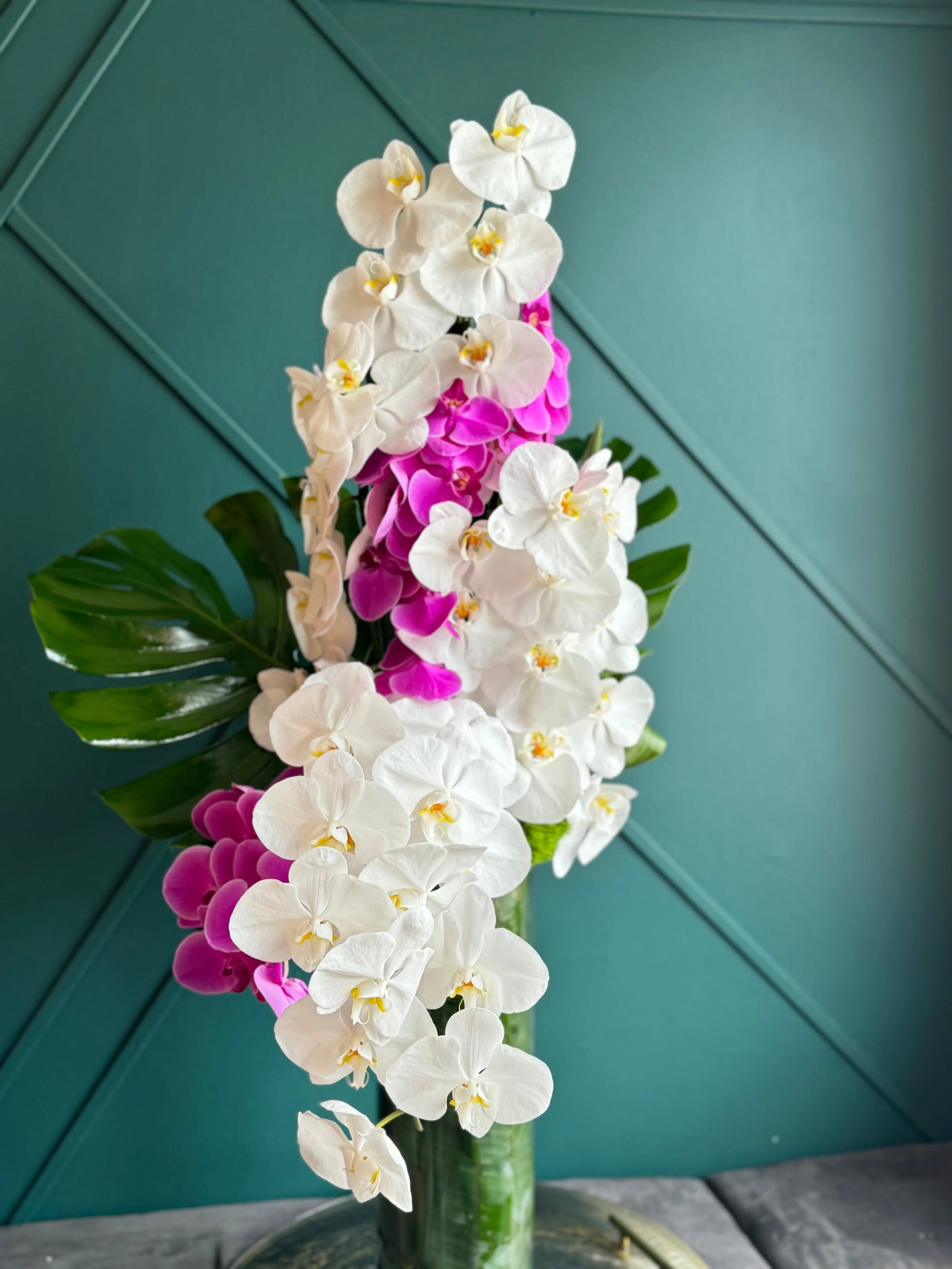Tall Modern Design | Orchid Cascade buy online Luxury Flowers Miami