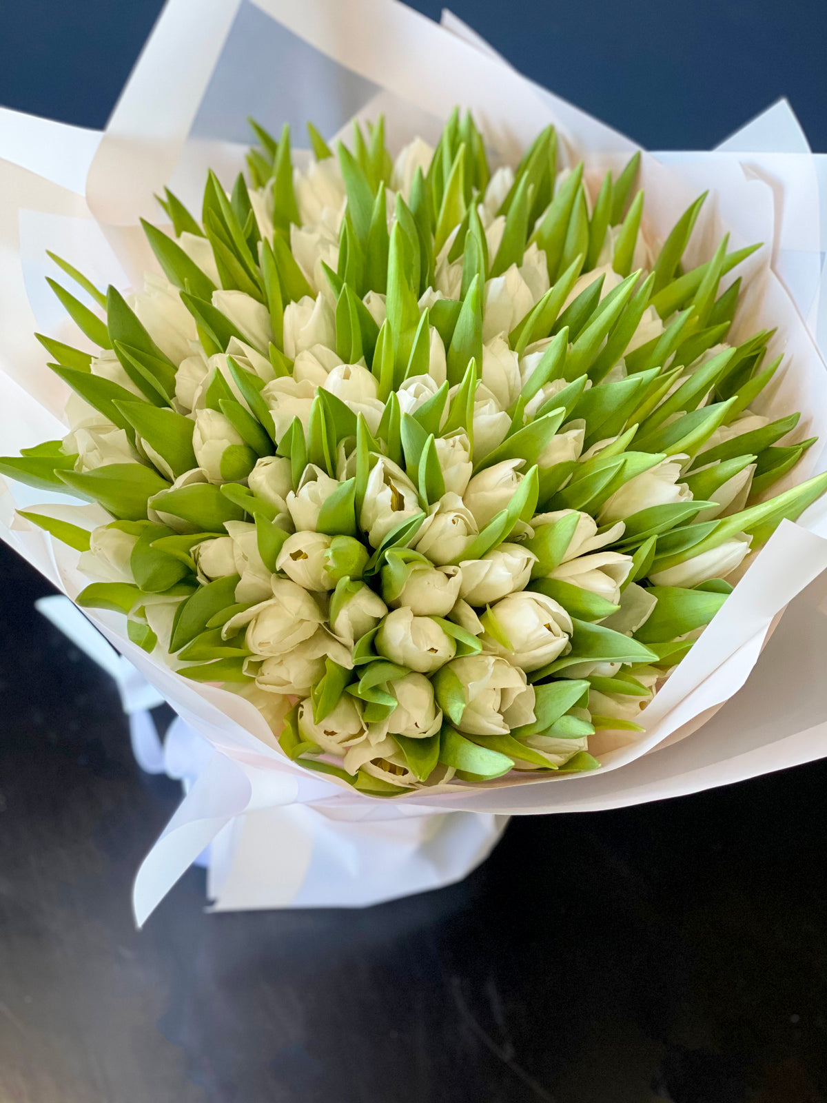 150 White Tulips Bouquet