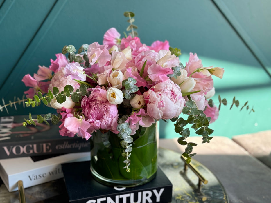 Spring arrangement with peonies in a vase