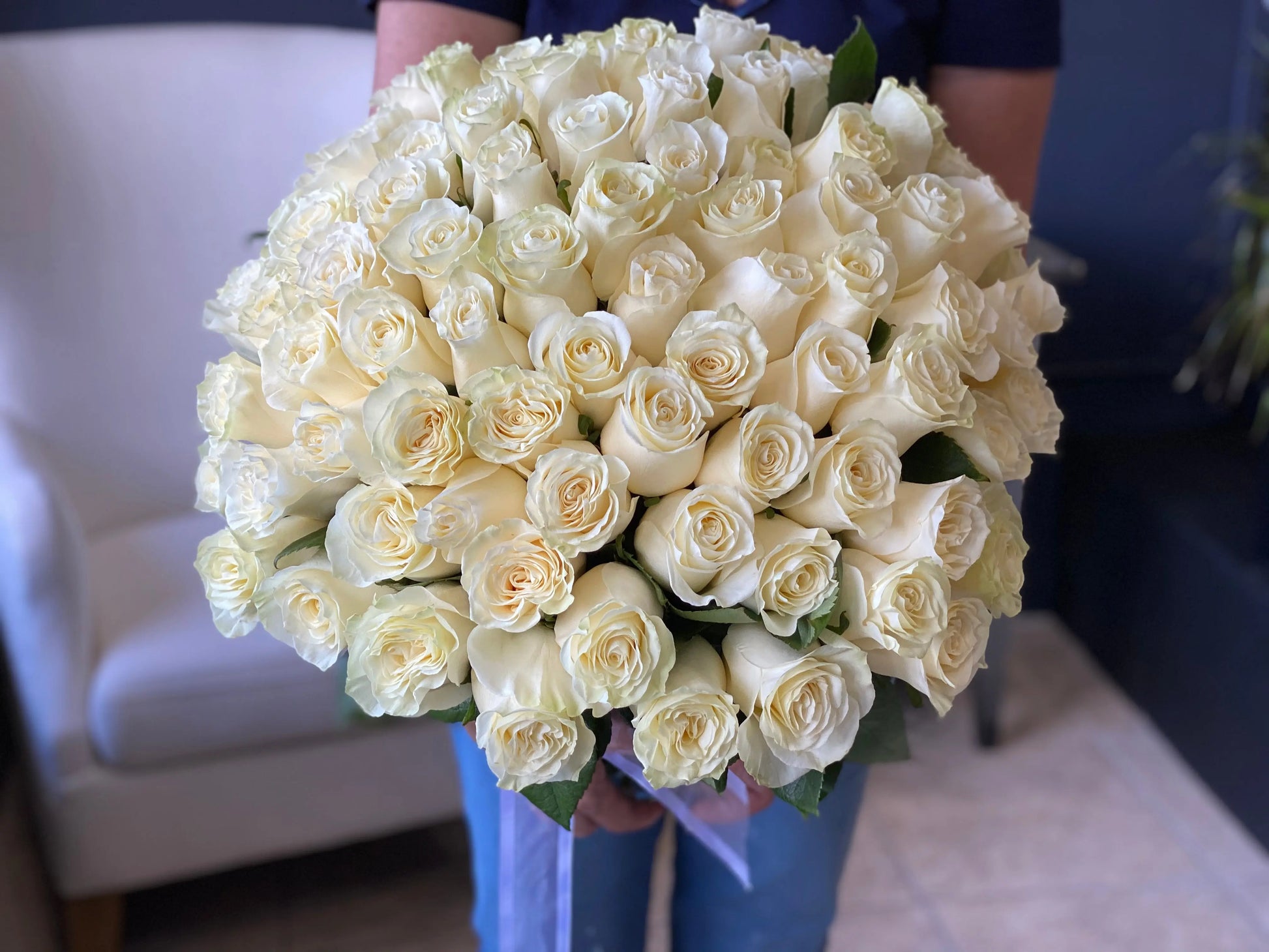 50 White Roses in Vase | Luxury Flowers Miami buy online Luxury Flowers Miami
