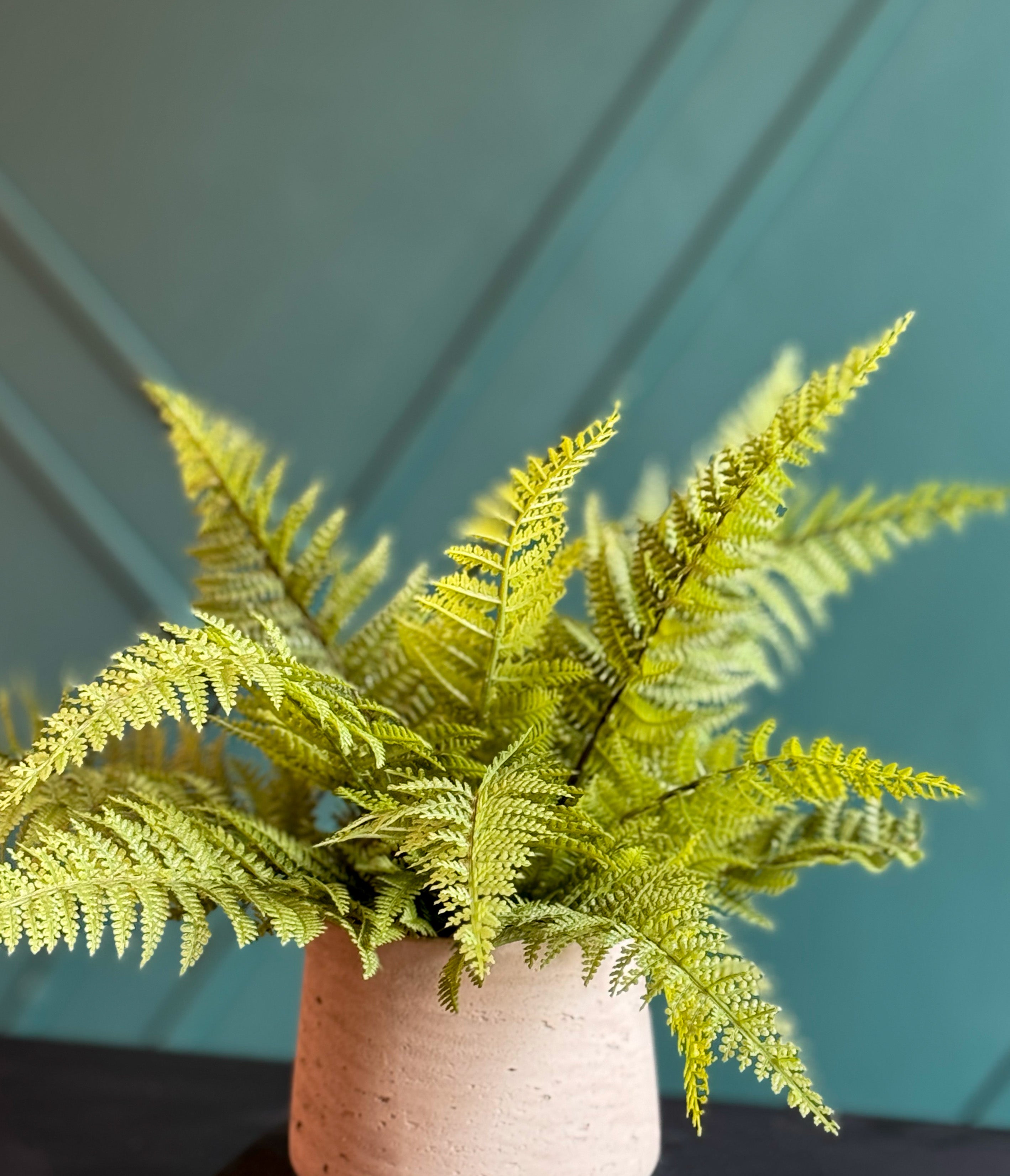 Artificial Fern Arrangement in Concrete Planter | Faux Boston Fern Decor