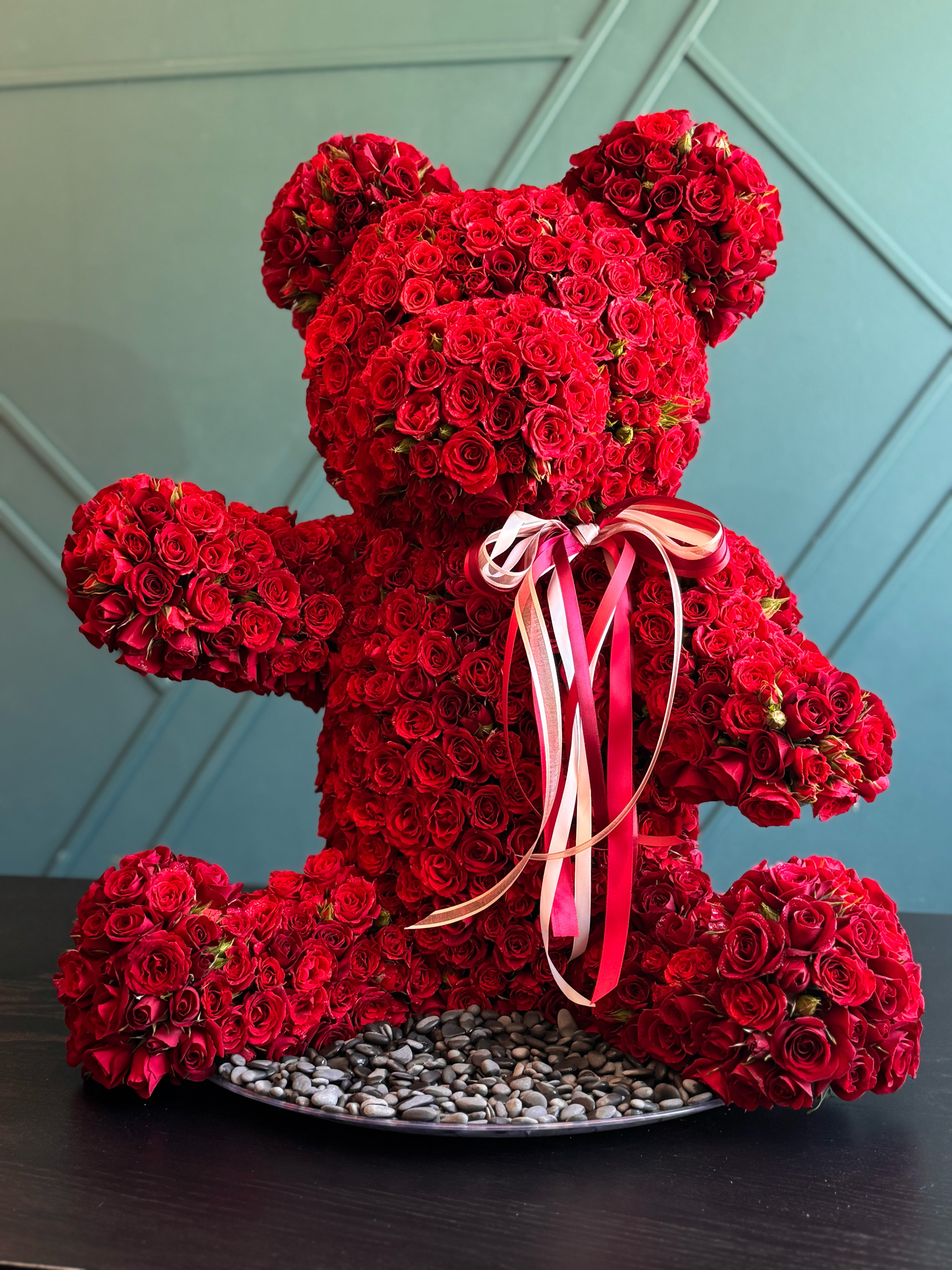 Fresh Cut Roses - Giant Teddy Bear