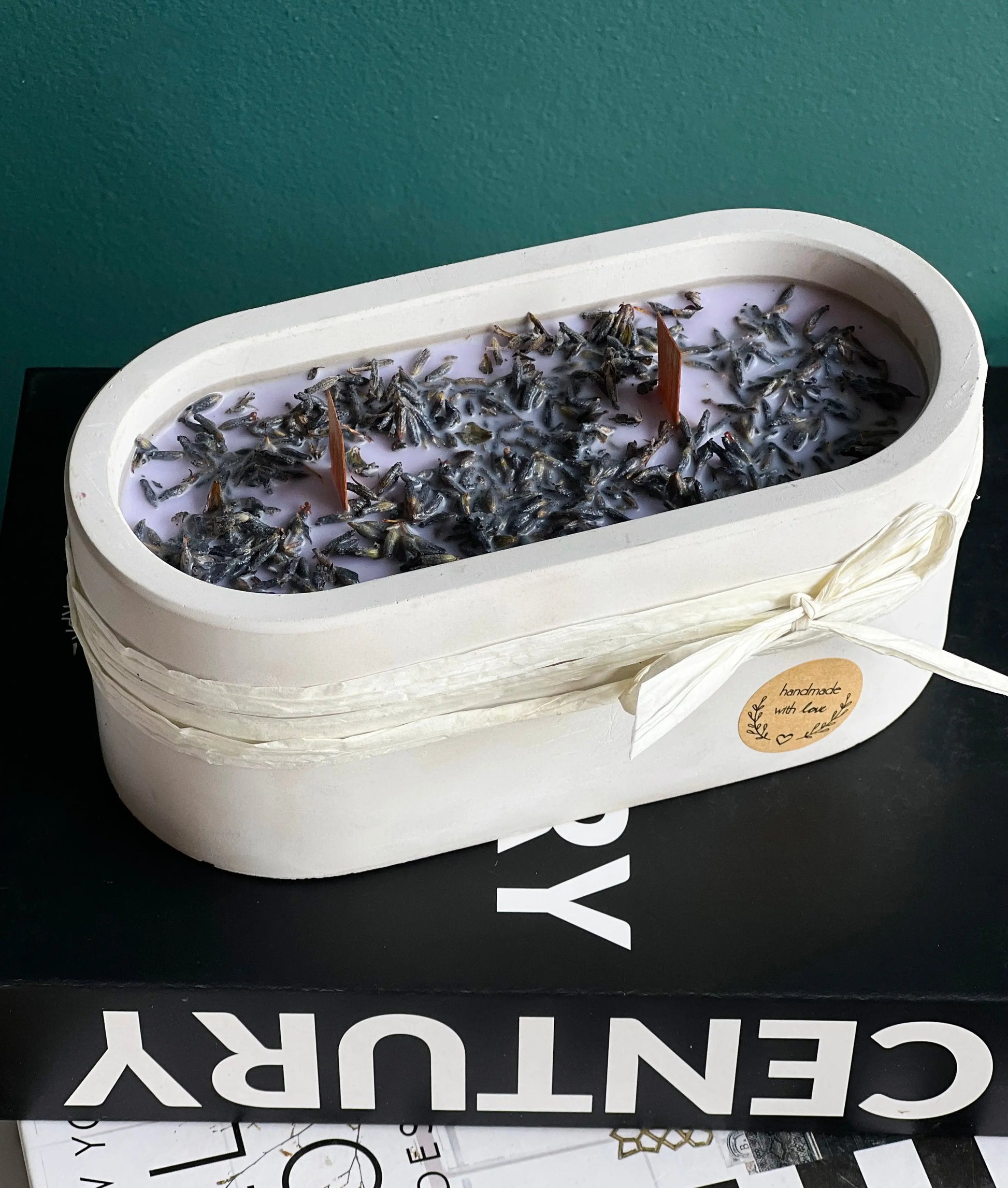 Handmade Lavender Candle in Concrete Container buy online Luxury Flowers Miami