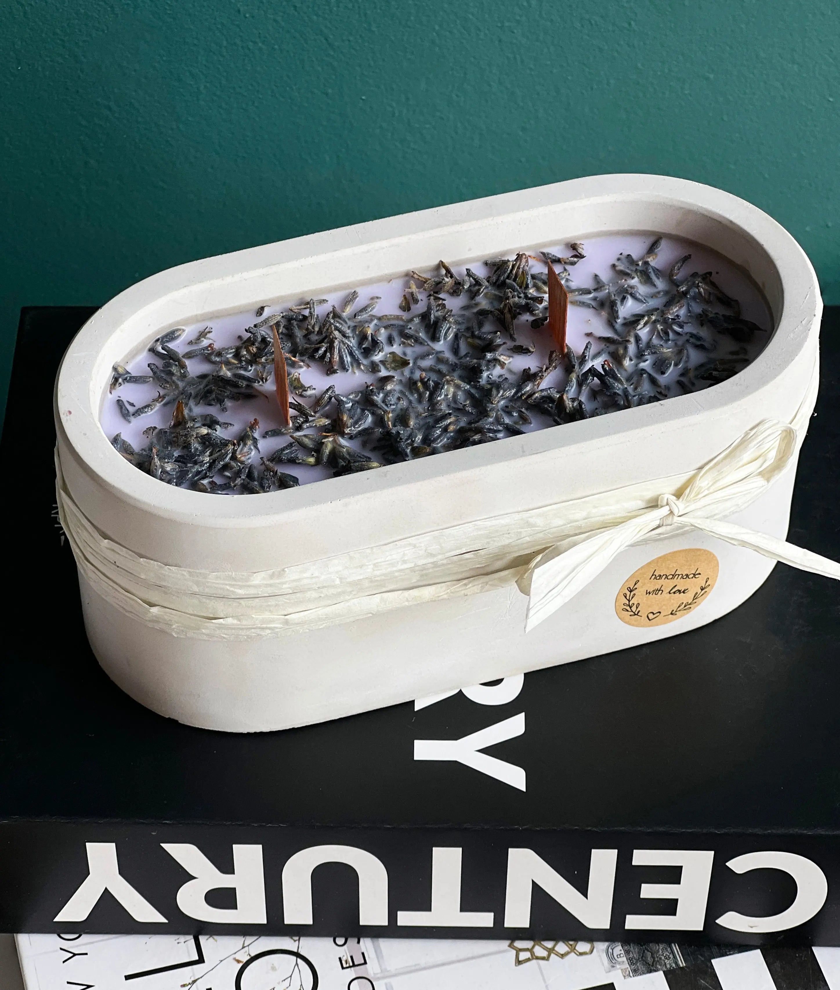 Handmade Lavender Candle in Concrete Container buy online Luxury Flowers Miami