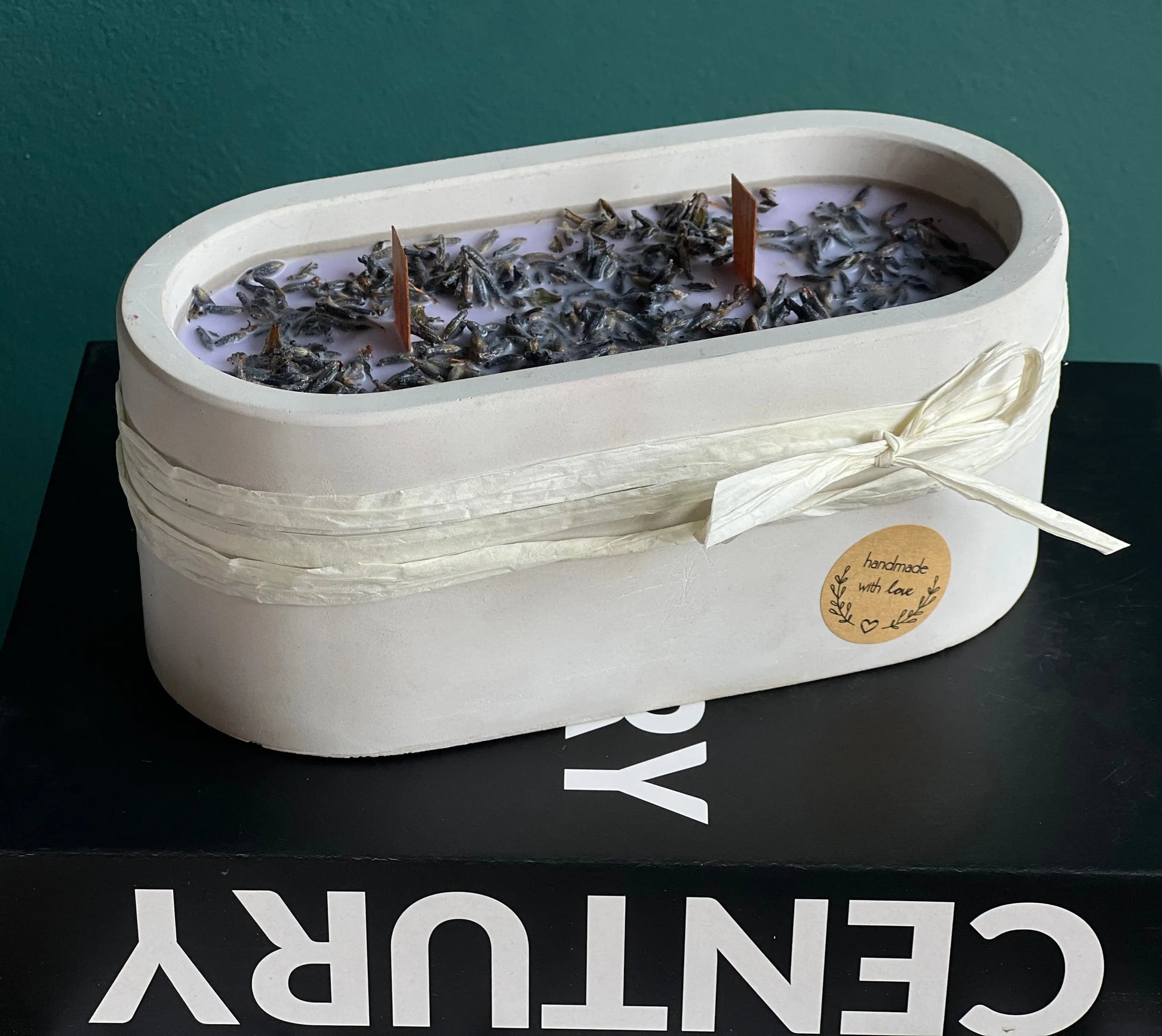 Handmade Lavender Candle in Concrete Container buy online Luxury Flowers Miami