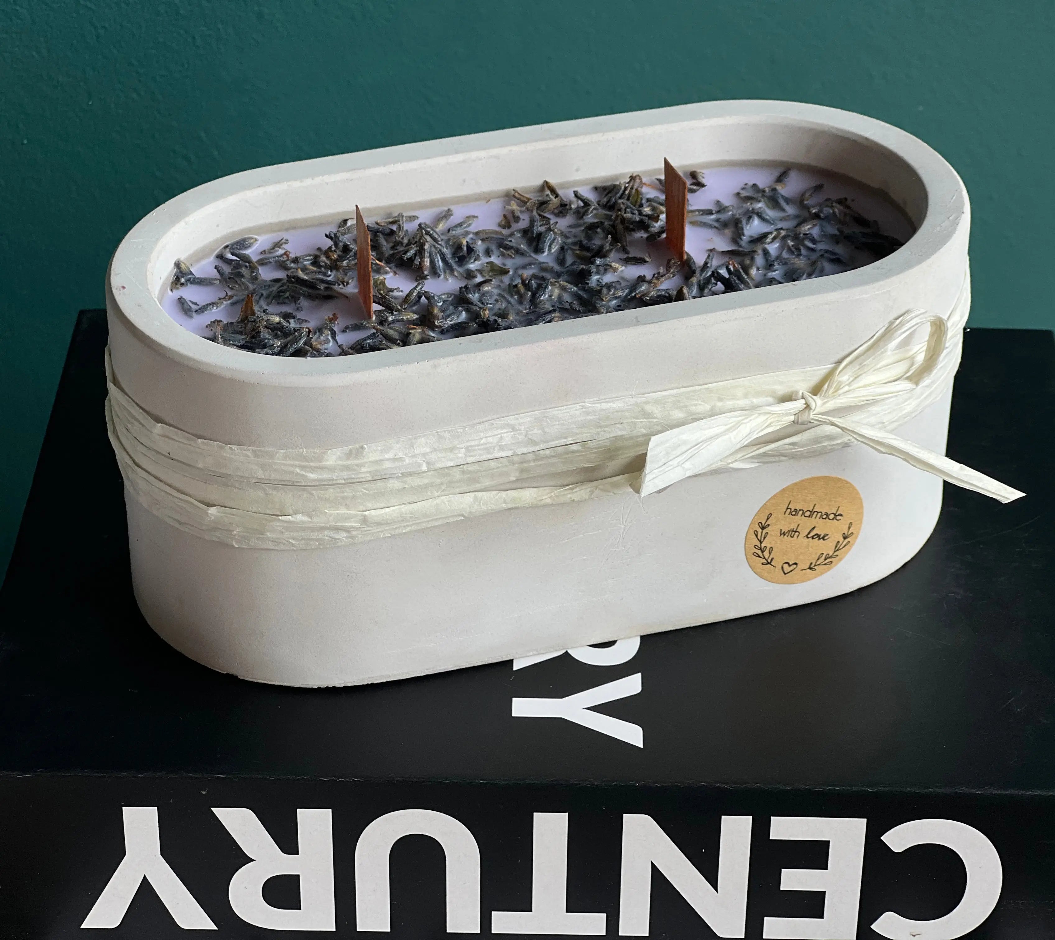 Handmade Lavender Candle in Concrete Container buy online Luxury Flowers Miami