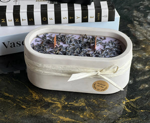 Handmade Lavender Candle in Concrete Container buy online Luxury Flowers Miami