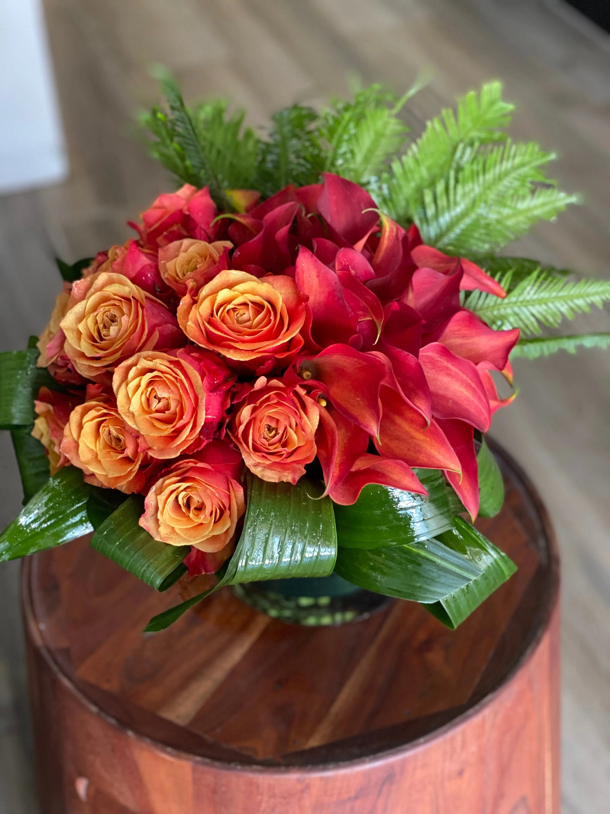 Sunset | Orange Roses & Calla Lilies Arrangement buy online Luxury Flowers Miami