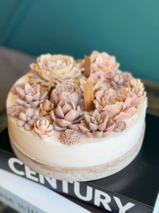 Luxury Floral Candle on Concrete Base | Artisan Gift buy online Luxury Flowers Miami