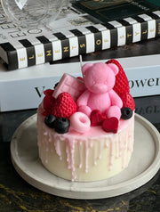 Pink Teddy Bear Cake Candle | Handmade Dessert Soy Candle buy online Luxury Flowers Miami