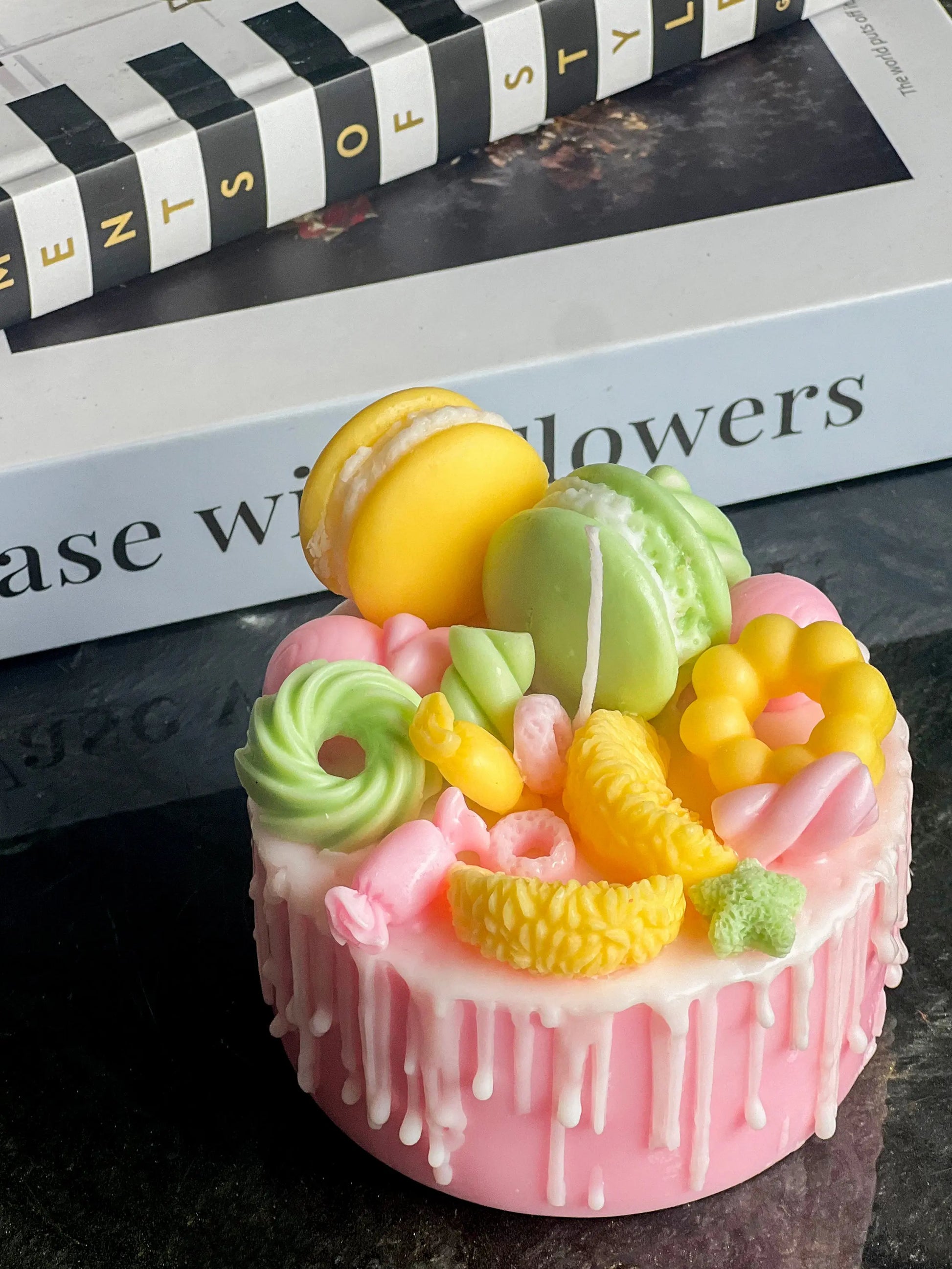 Macaron Cake Candle | Handmade Dessert Soy Candle buy online Luxury Flowers Miami