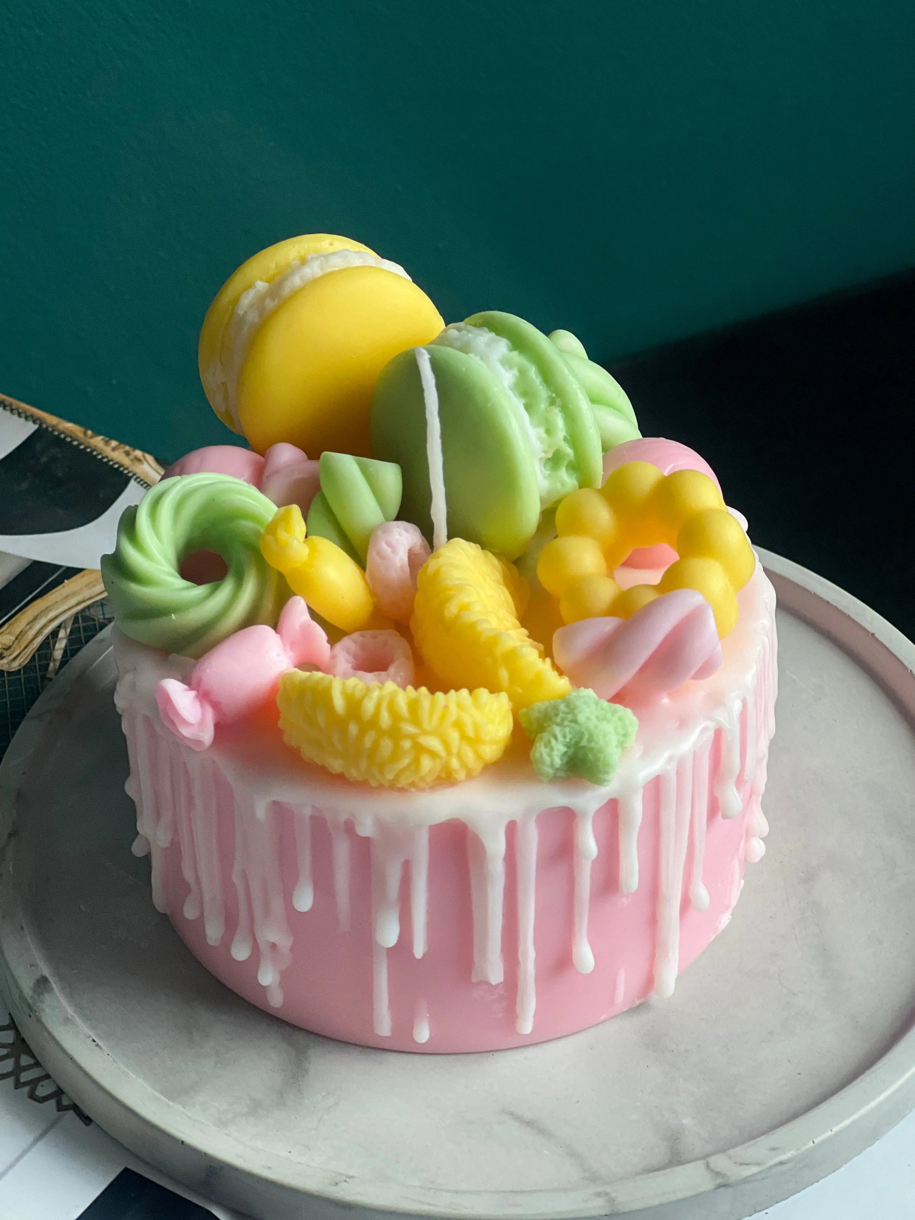 Macaron Cake Candle | Handmade Dessert Soy Candle buy online Luxury Flowers Miami