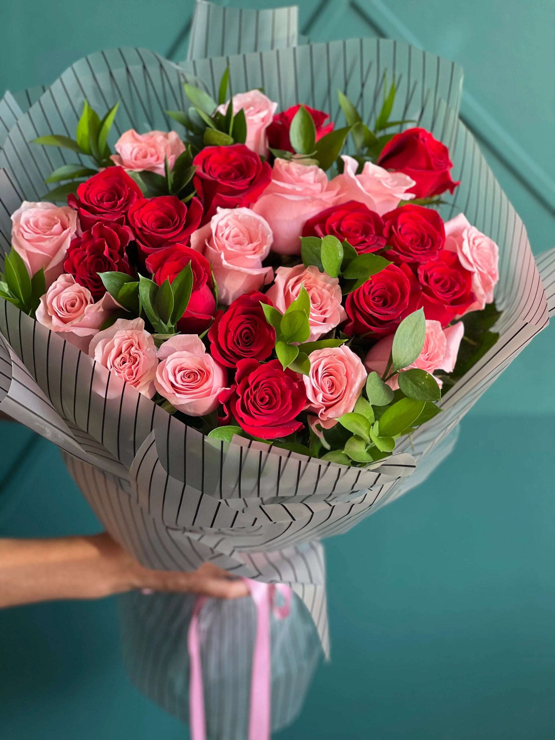 Two Dozen Red & Pink Roses | Luxury Flowers Miami buy online Luxury Flowers Miami