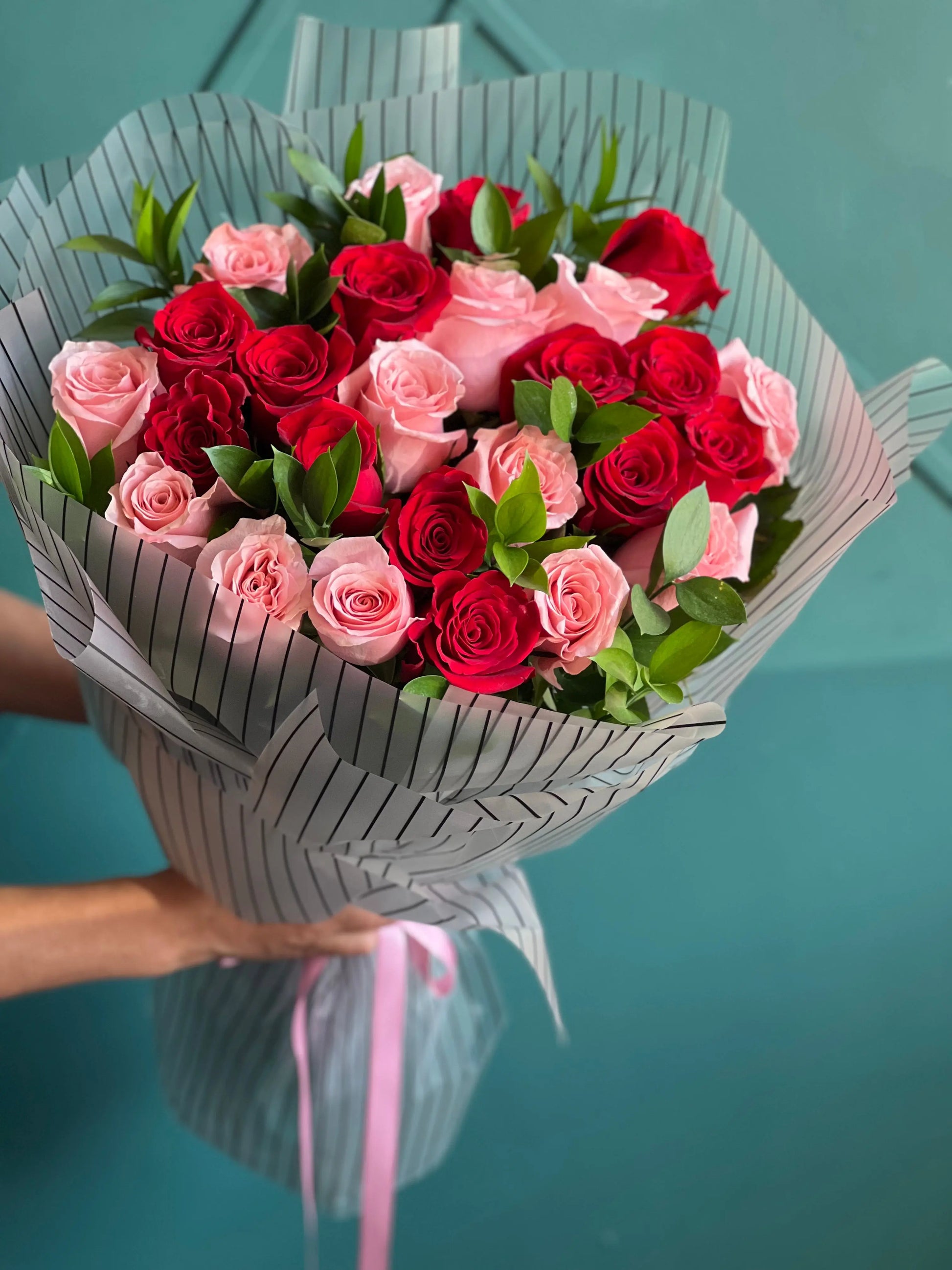 Two Dozen Red & Pink Roses | Luxury Flowers Miami buy online Luxury Flowers Miami