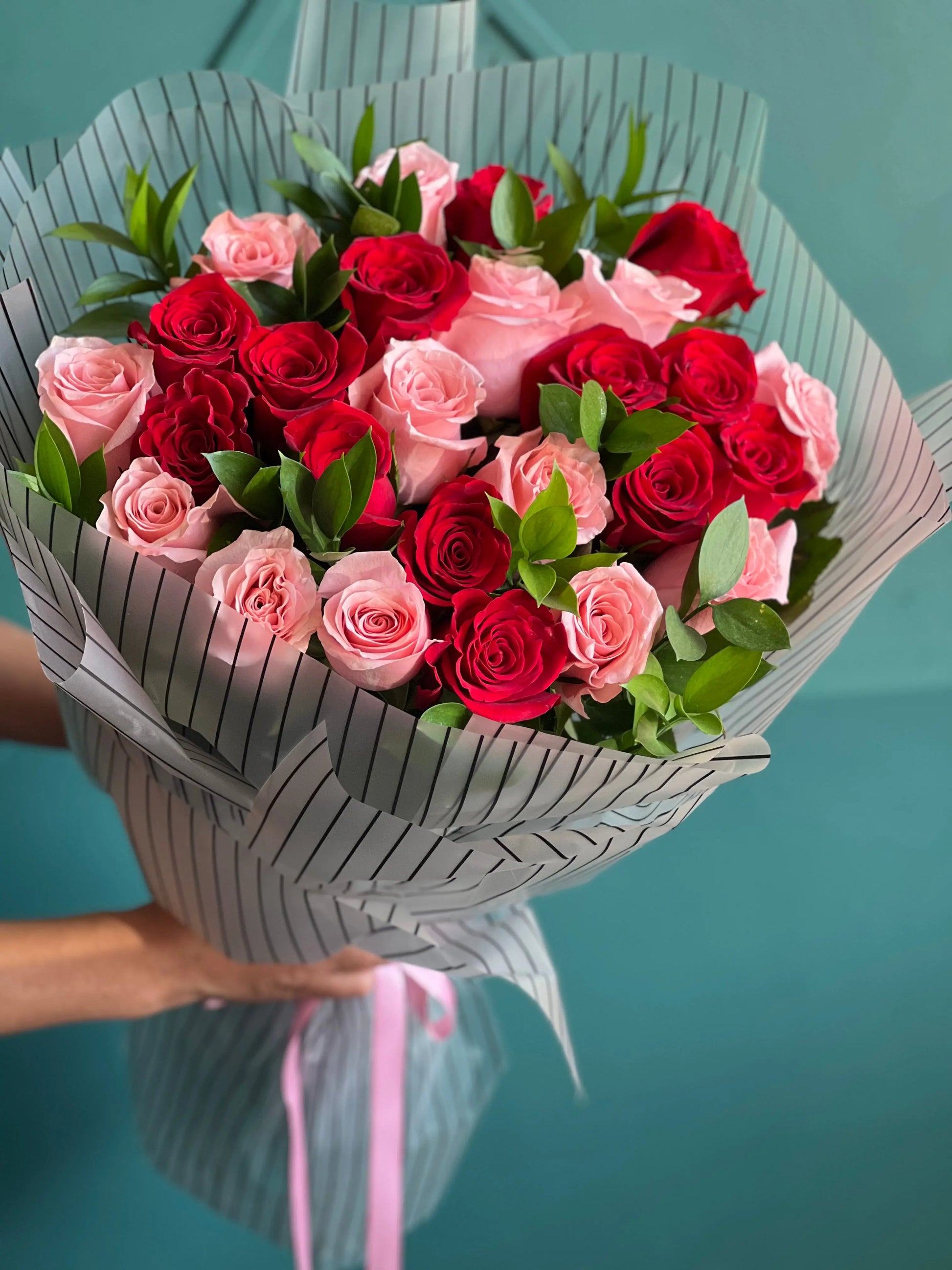 Two Dozen Red & Pink Roses | Luxury Flowers Miami buy online Luxury Flowers Miami