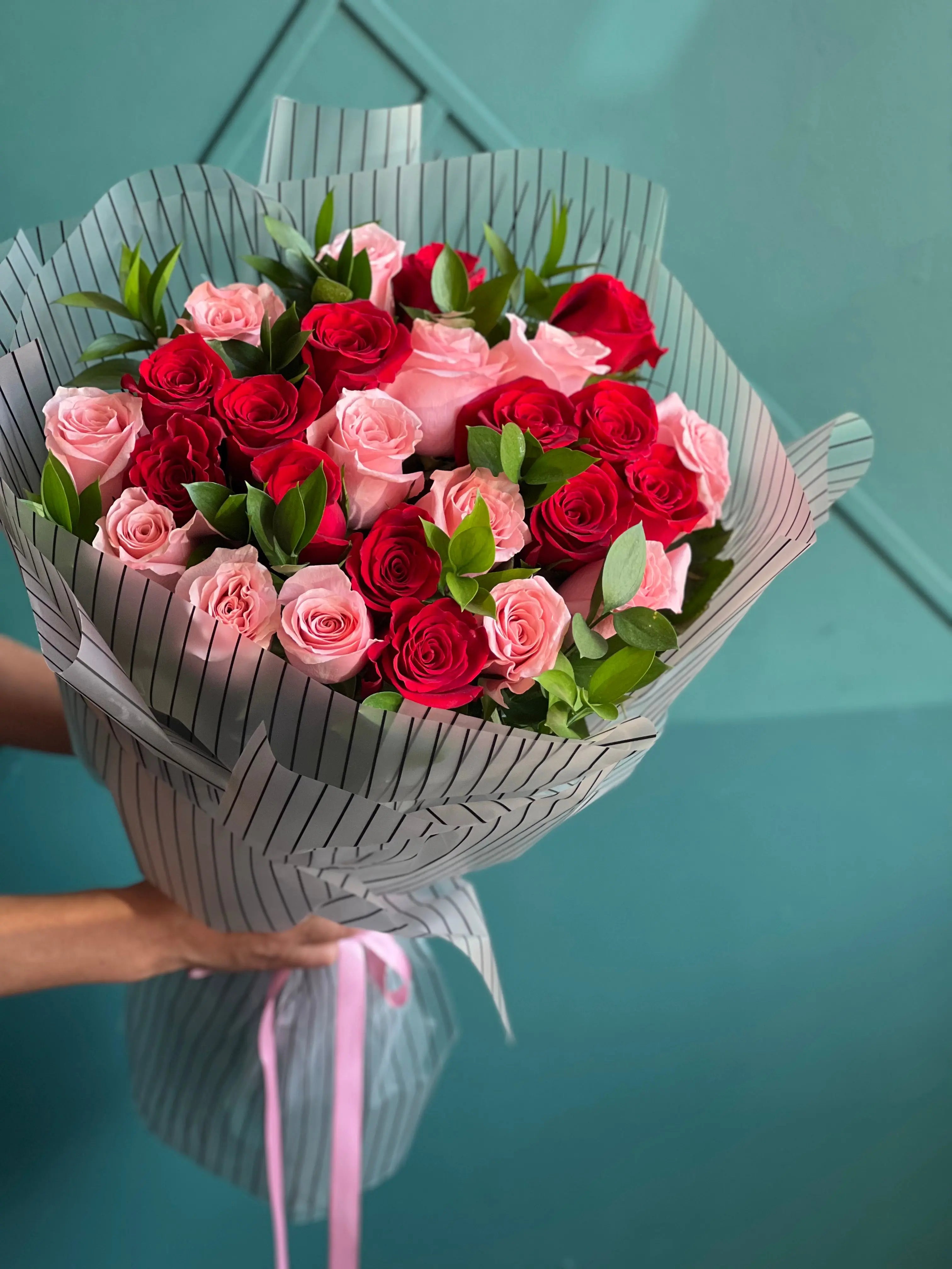 Two Dozen Red & Pink Roses | Luxury Flowers Miami buy online Luxury Flowers Miami