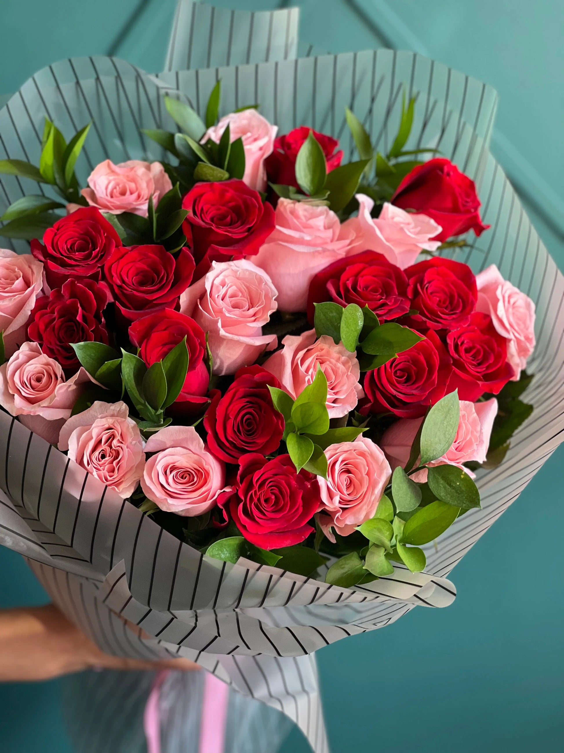 Two Dozen Red & Pink Roses | Luxury Flowers Miami buy online Luxury Flowers Miami