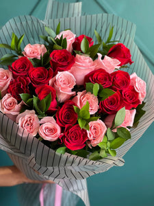 Two Dozen Red & Pink Roses | Luxury Flowers Miami buy online Luxury Flowers Miami