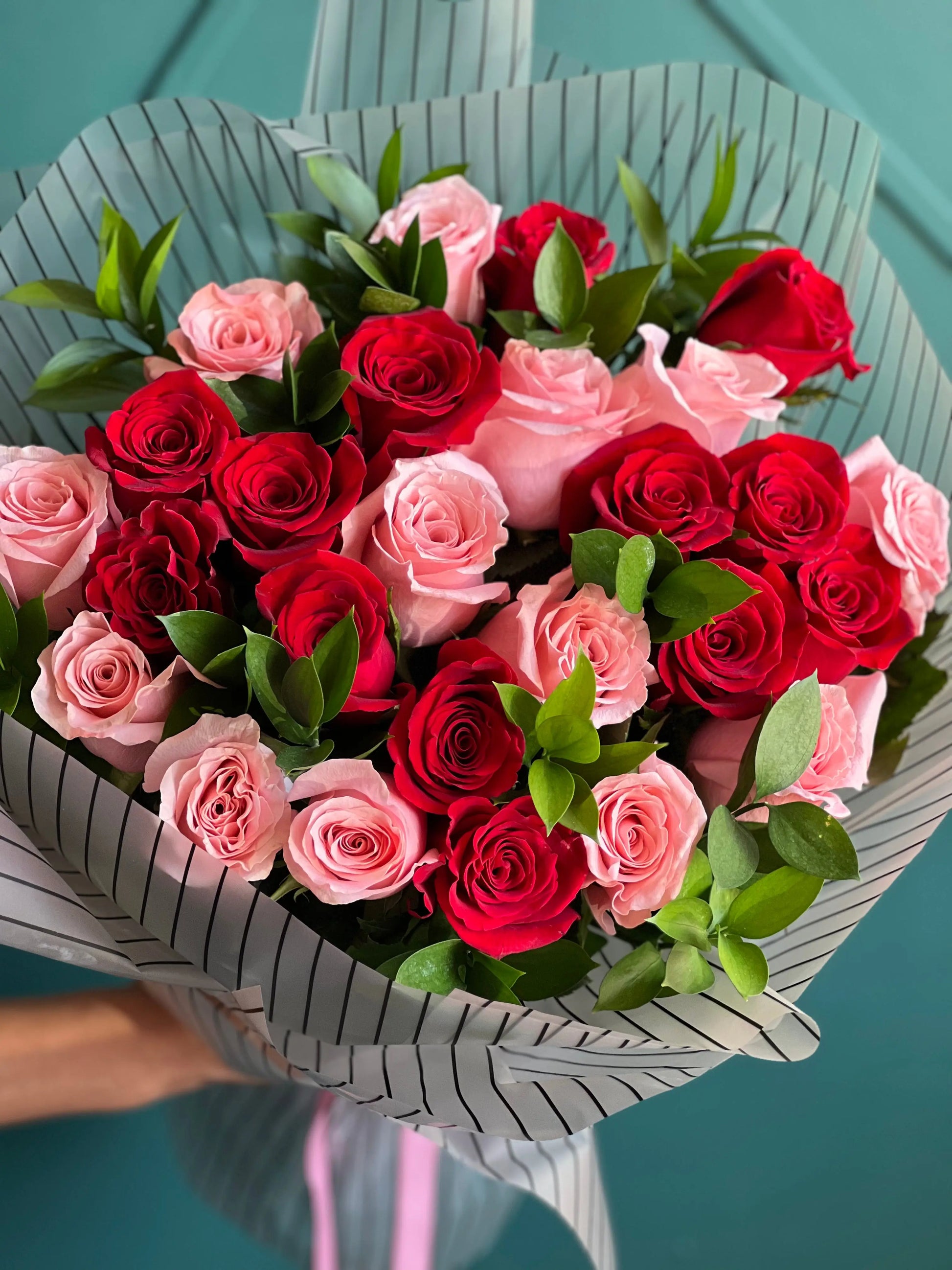 Two Dozen Red & Pink Roses | Luxury Flowers Miami buy online Luxury Flowers Miami