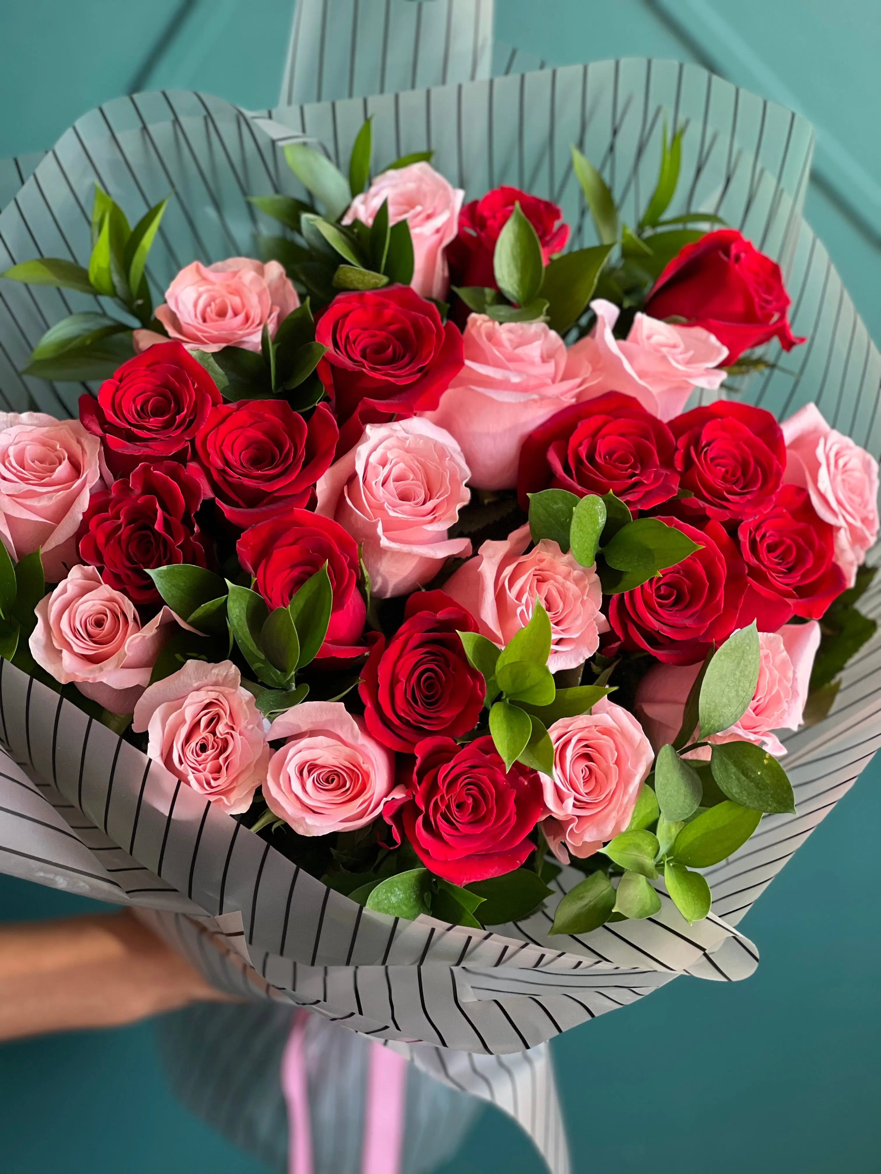 Two Dozen Red & Pink Roses | Luxury Flowers Miami buy online Luxury Flowers Miami