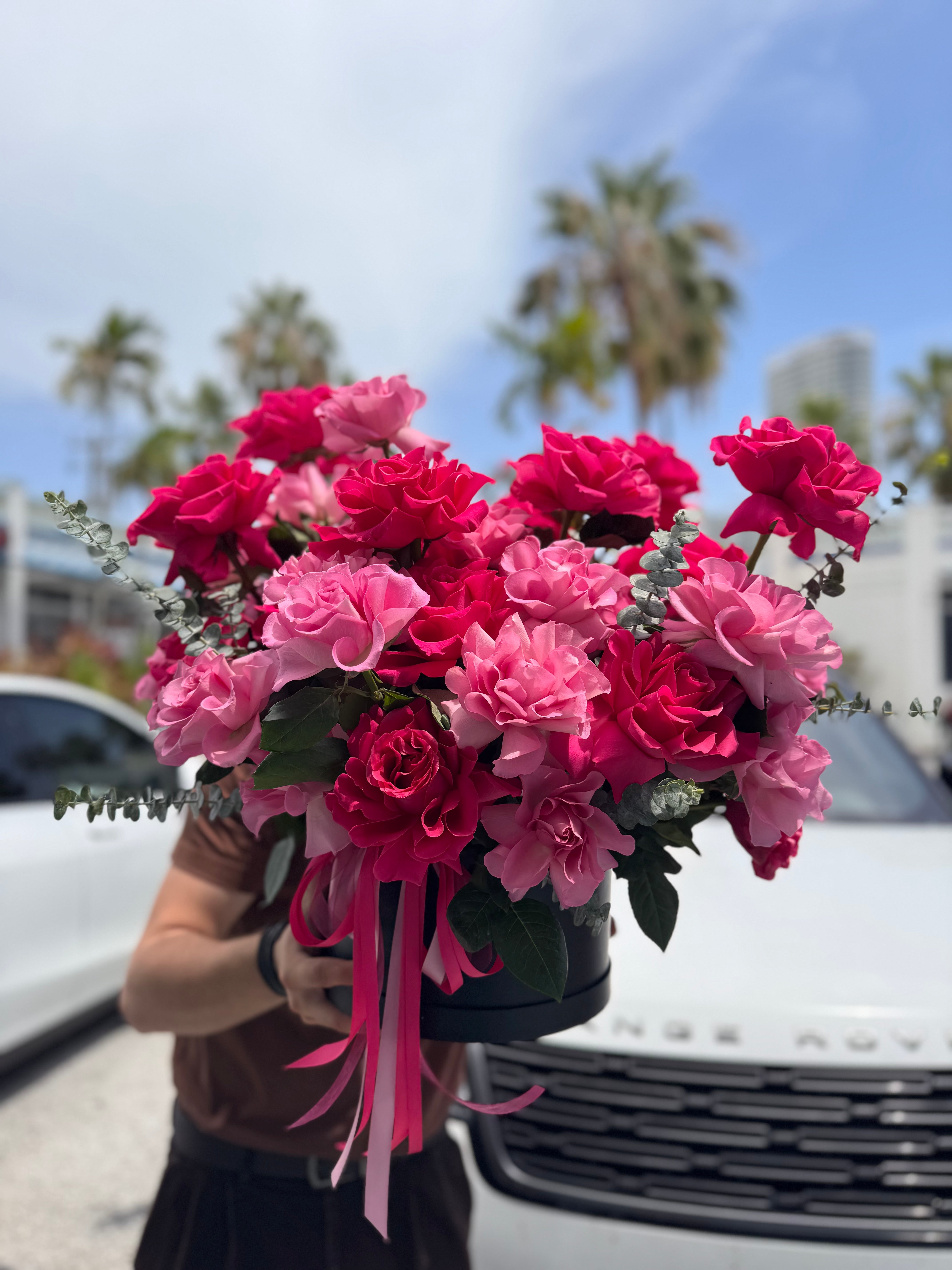 Premium 50 French roses in a black box for birthdays and anniversaries