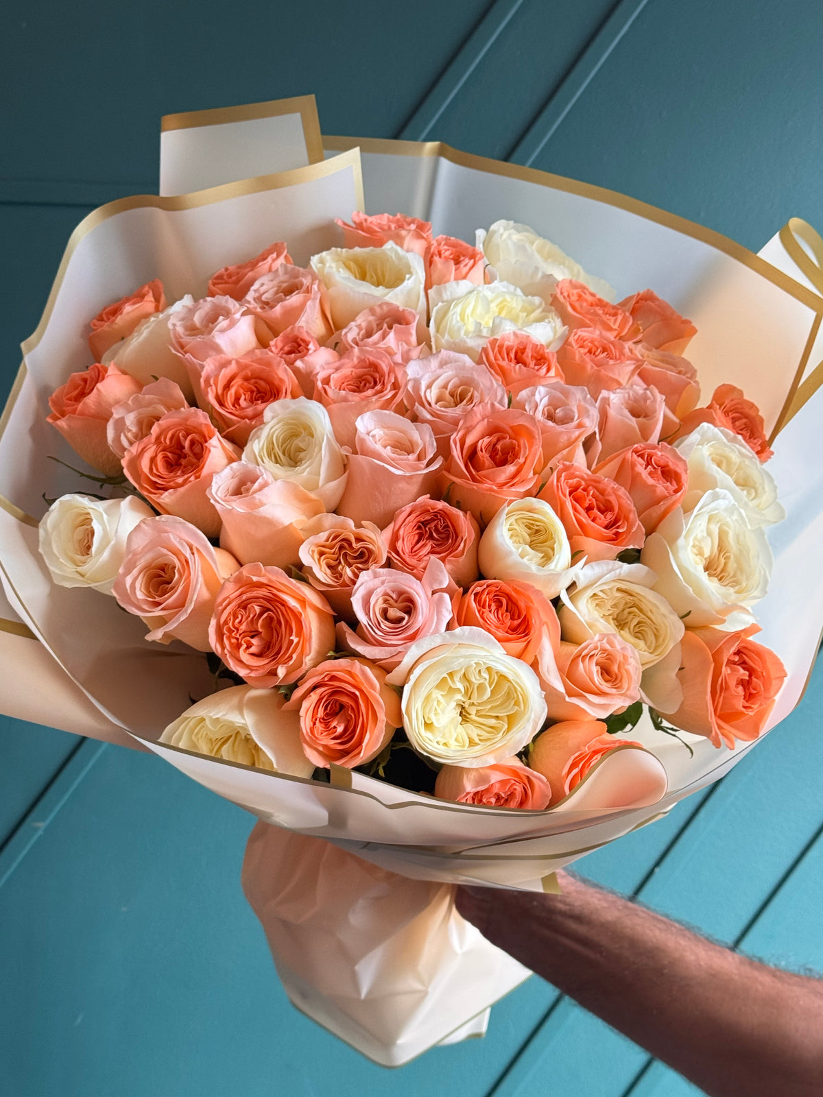 Large 50 rose bouquet with premium garden roses